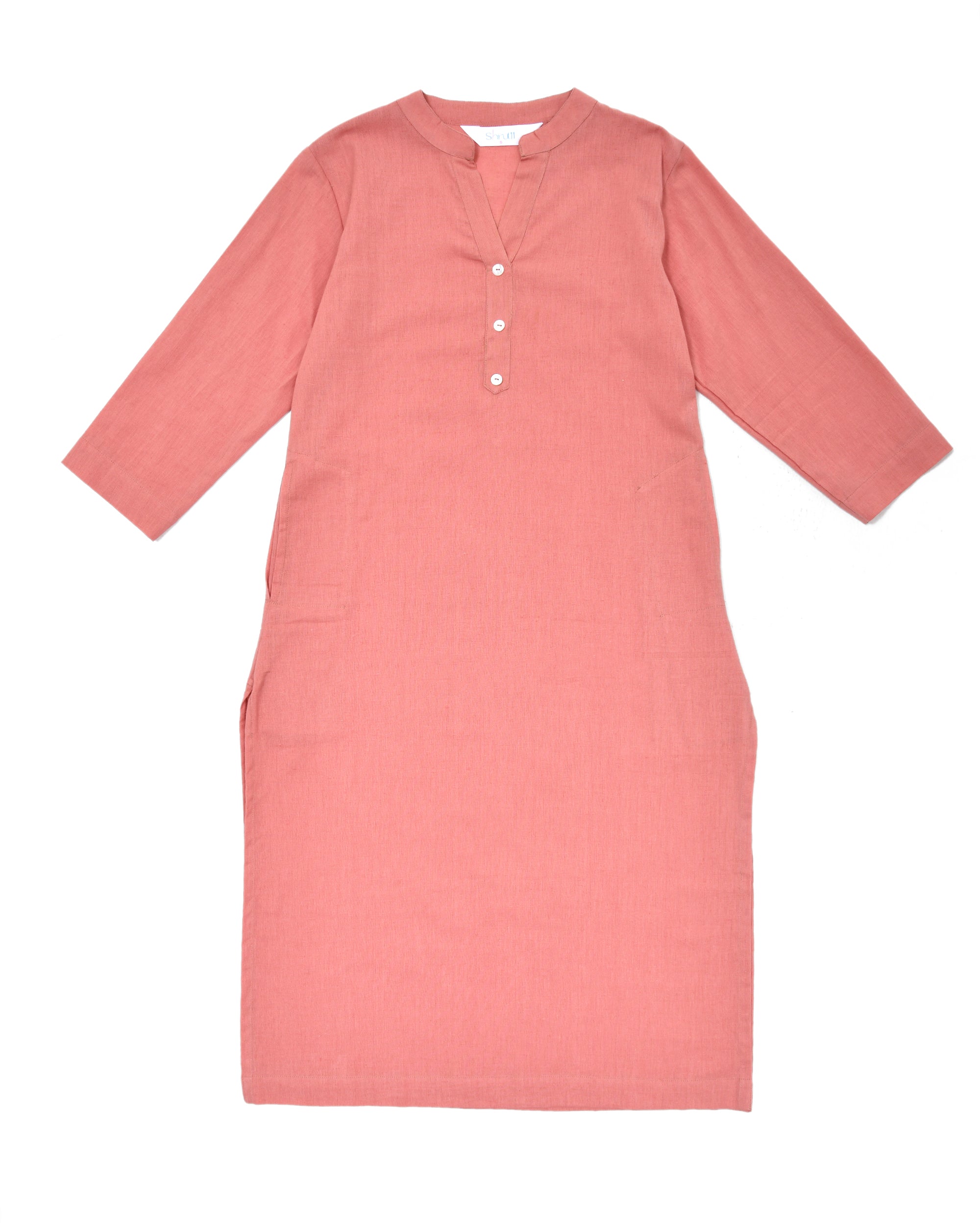 Rose Taupe Airy Linen Long Kurta