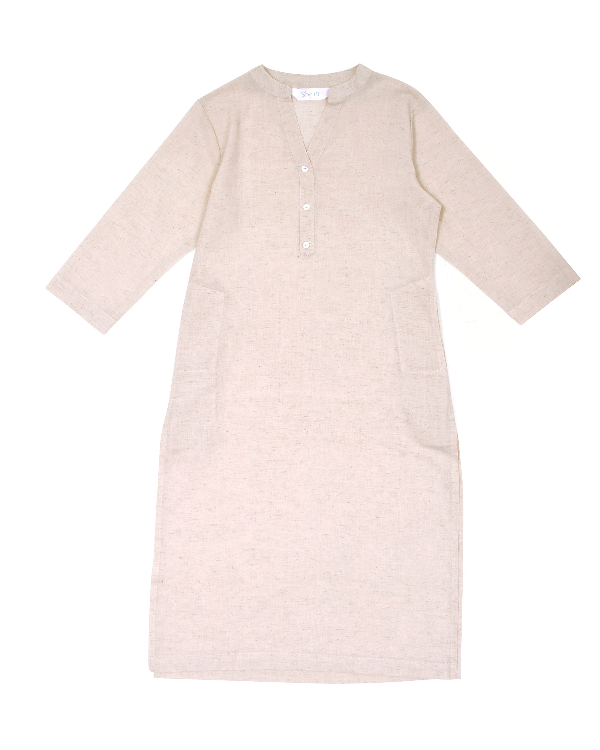 Ecru Airy Linen Long Kurta