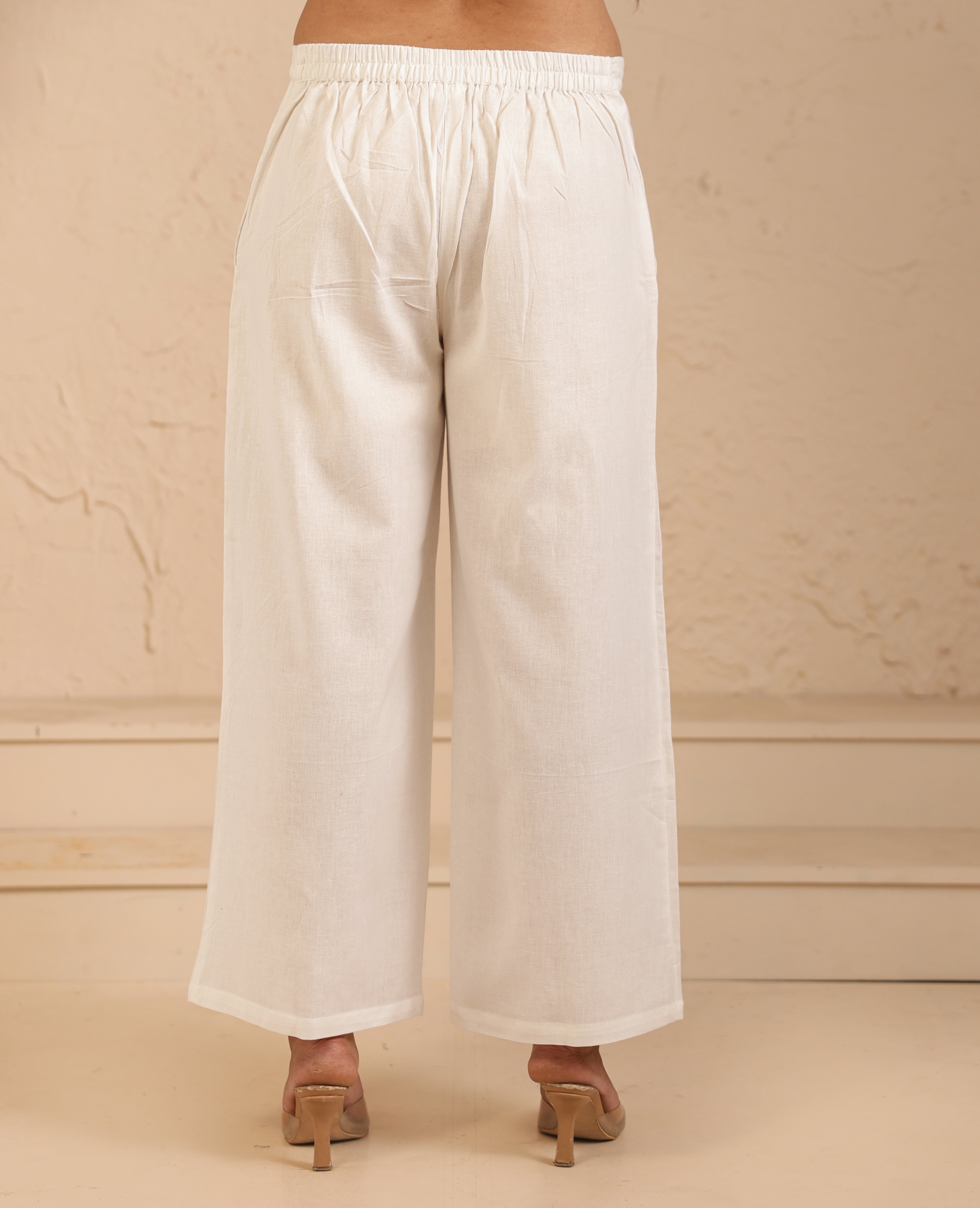 White Airy Linen Wide Leg Pant