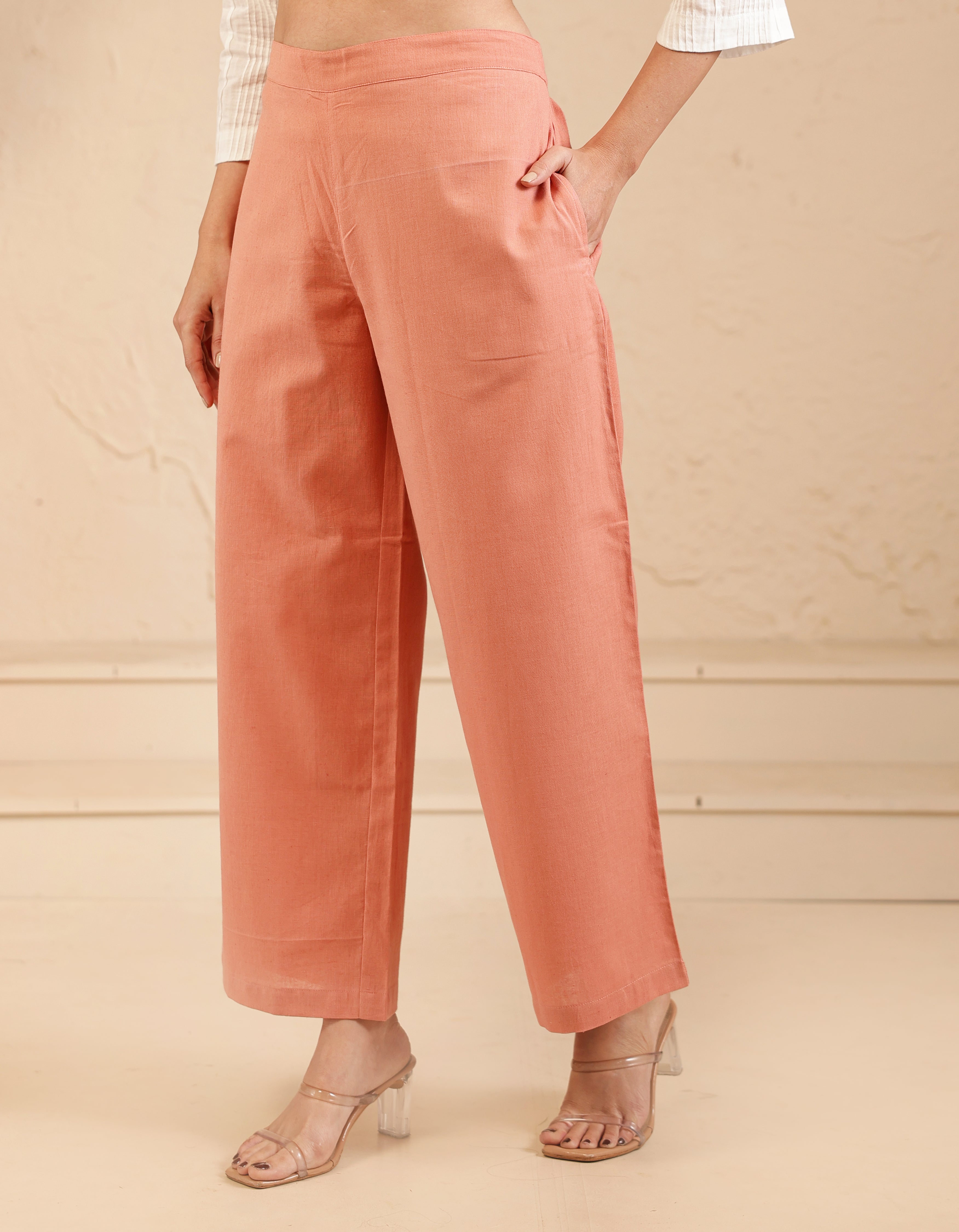Rose Taupe Airy Linen Wide Leg Pant