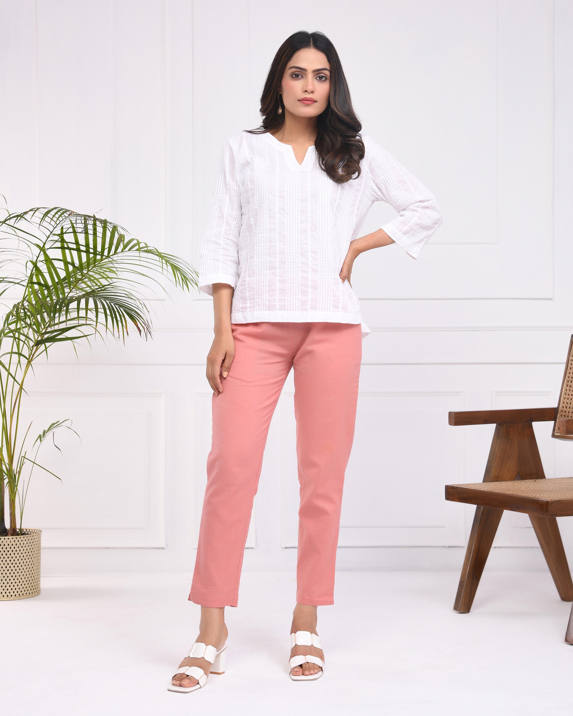 Rose Taupe Airy Linen Pant