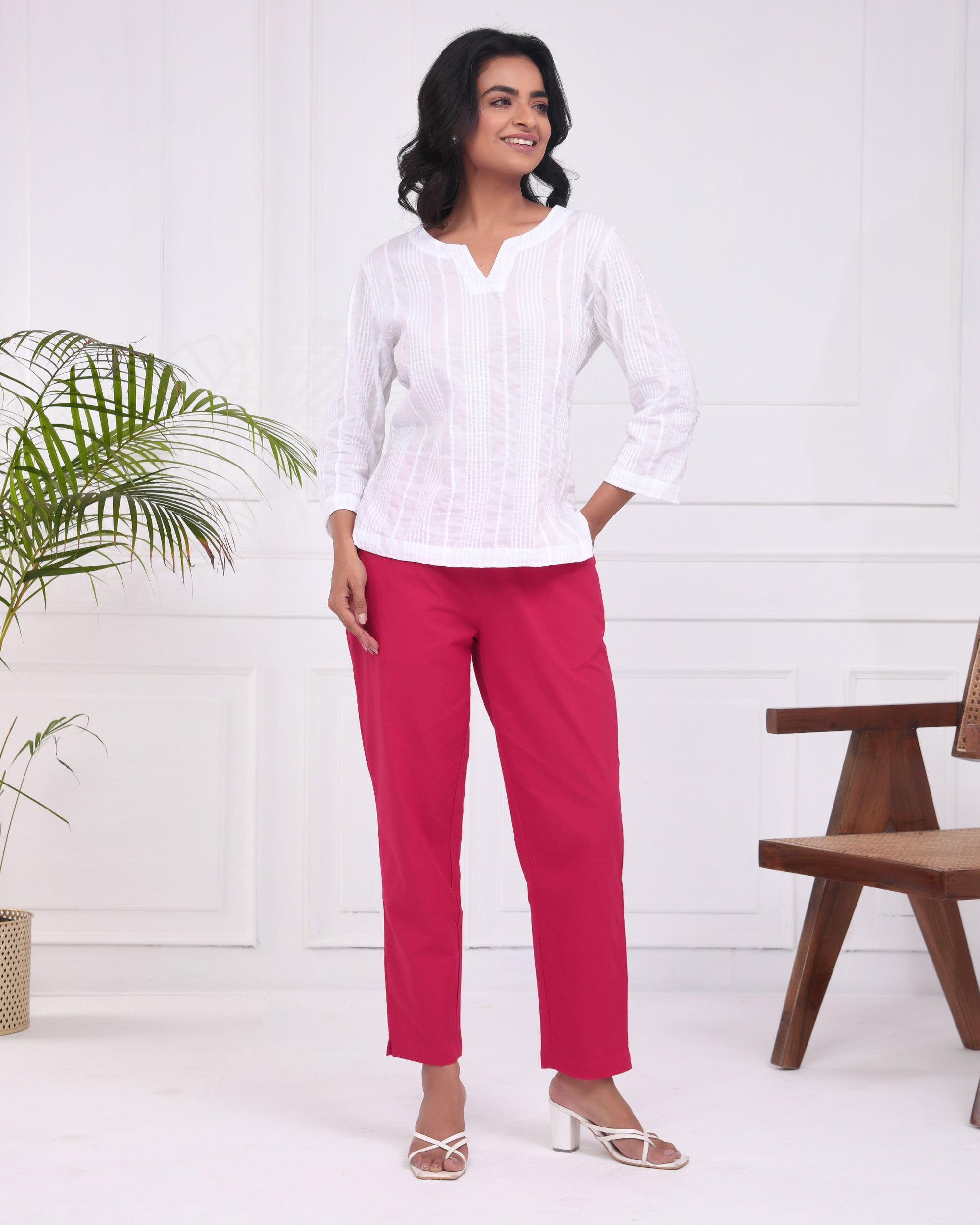 Fushia Pink Cotton Pants