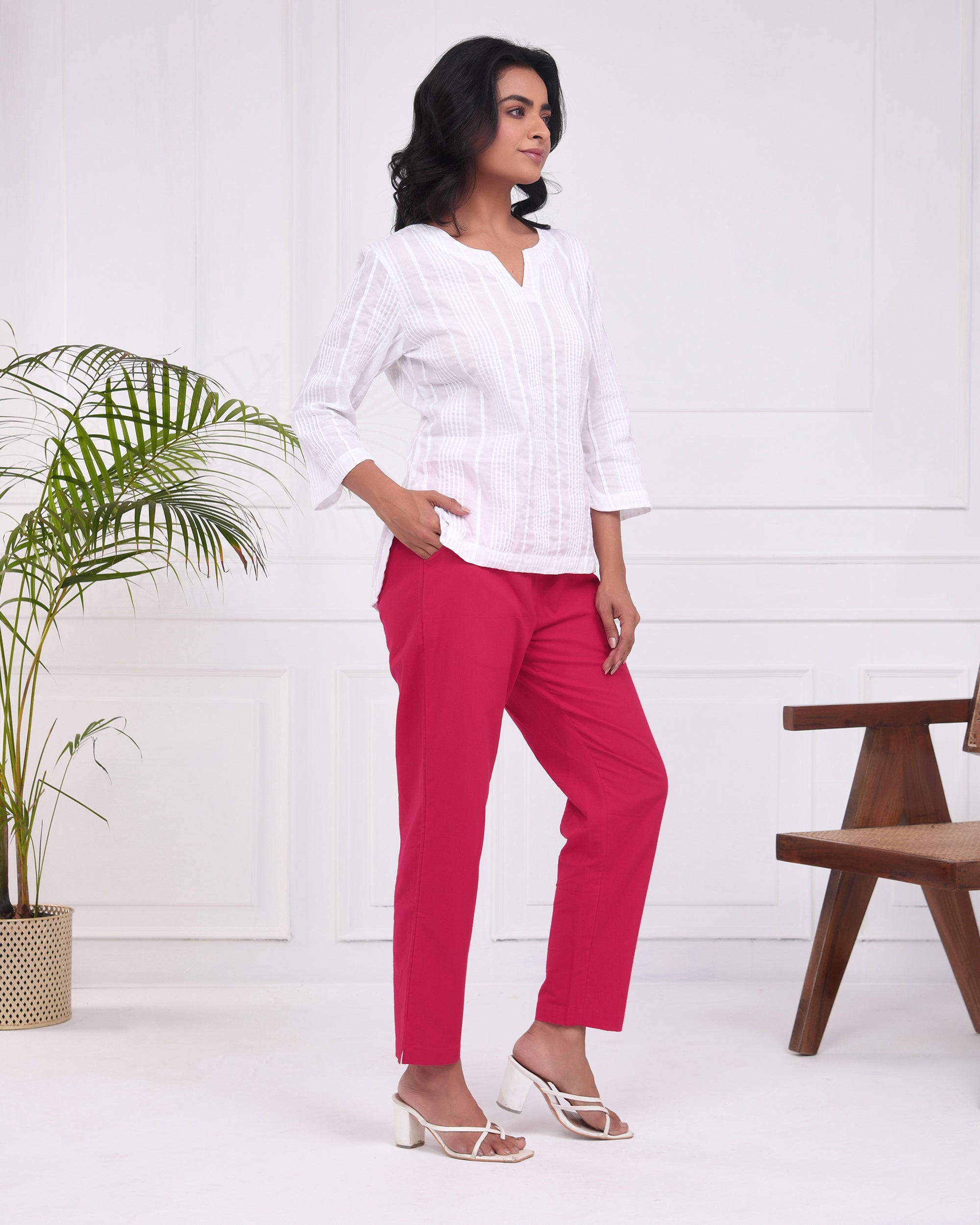 Fushia Pink Cotton Pants