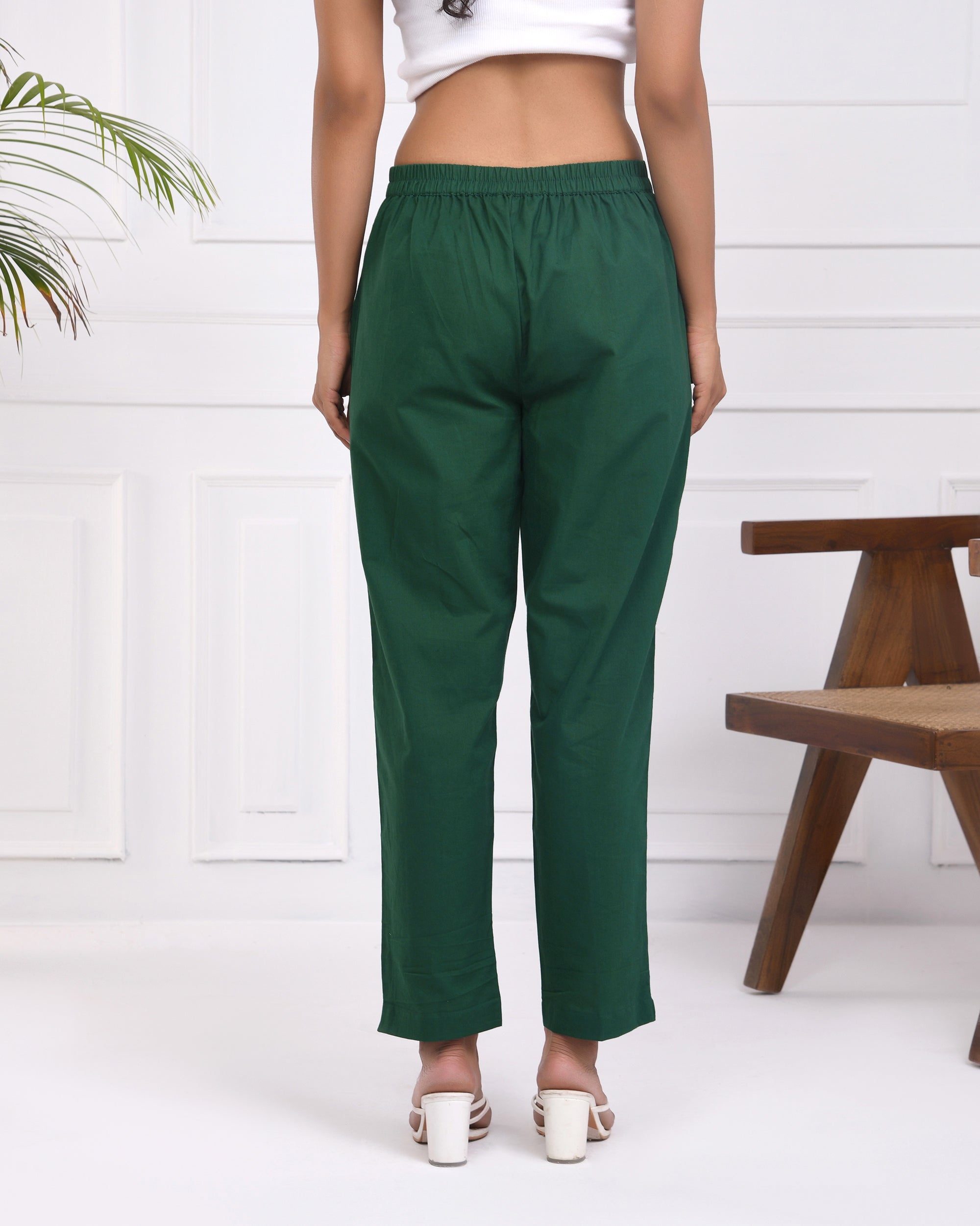 Bottle Green Cotton Pants