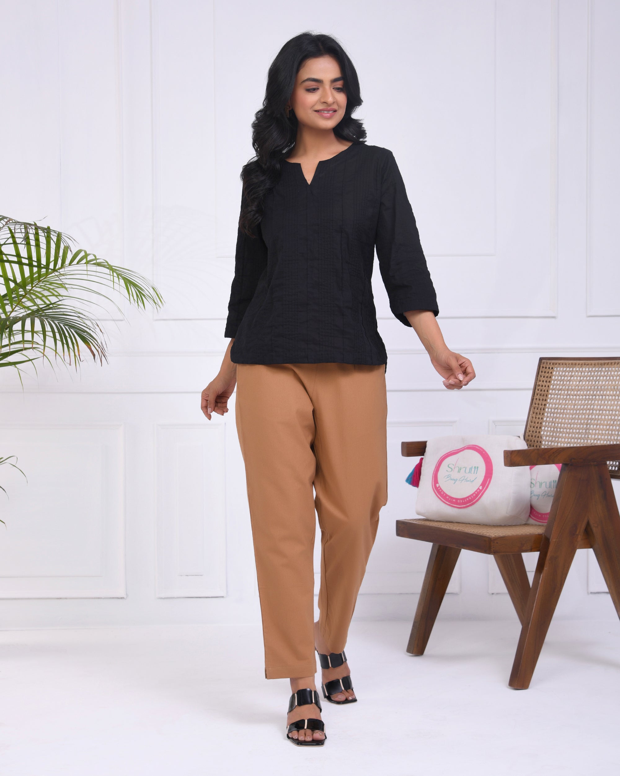 Camel Brown Cotton Pants