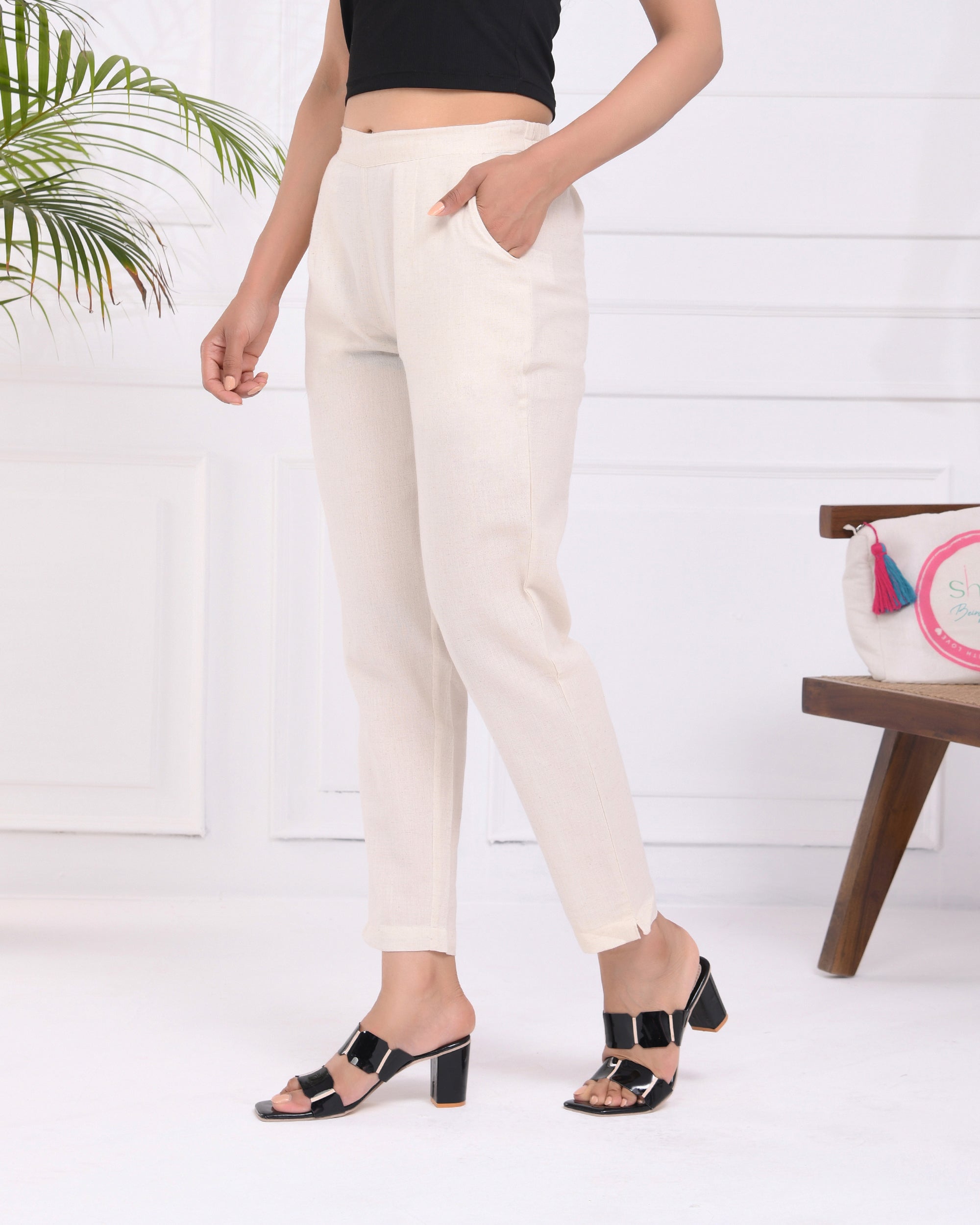 Ecru Airy Linen Pants