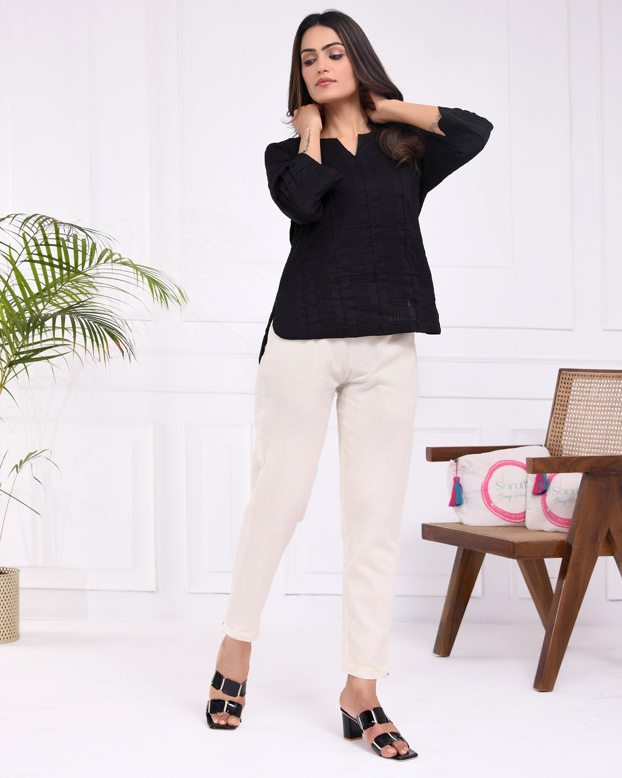 Ecru Airy Linen Pants