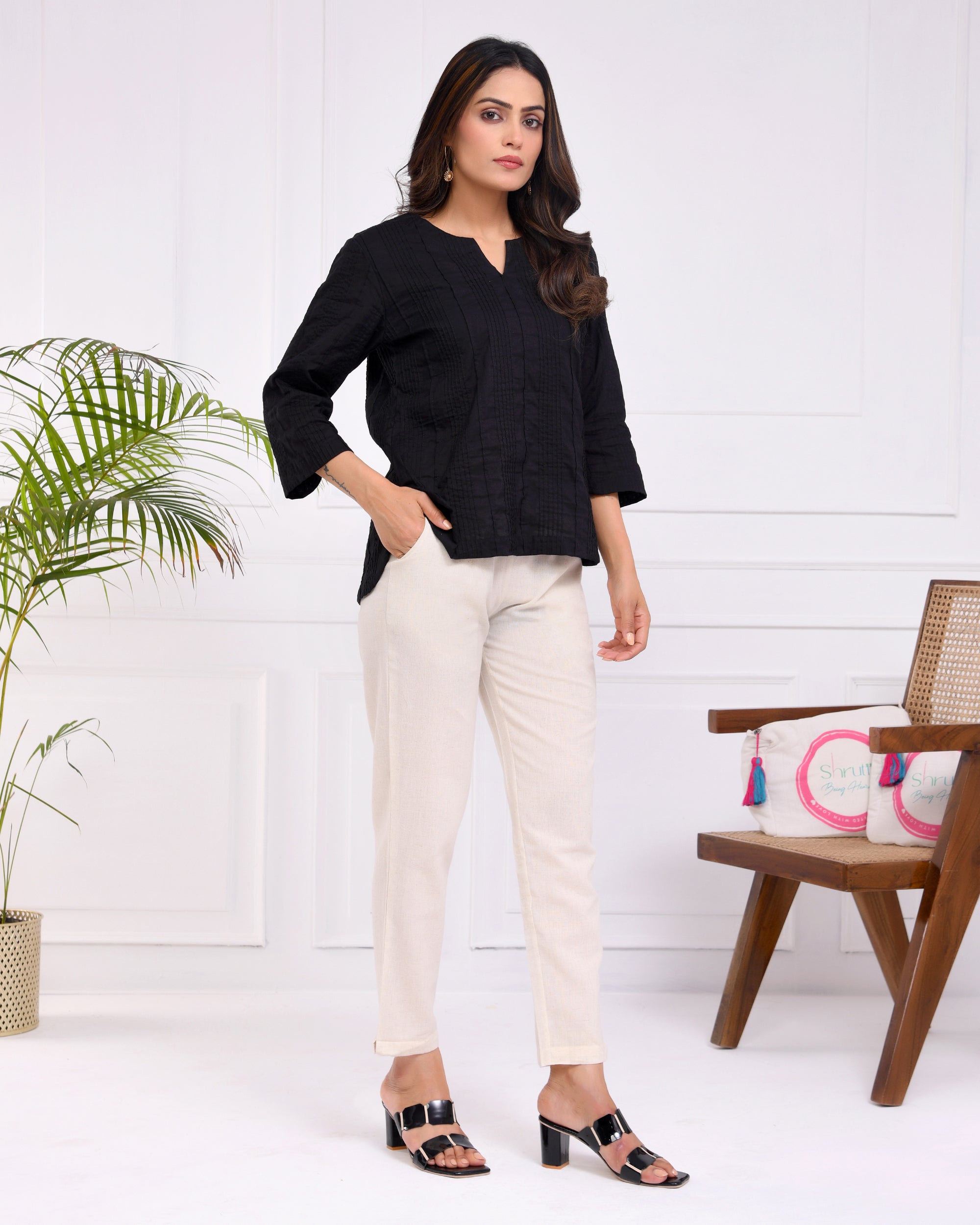 Ecru Airy Linen Pants