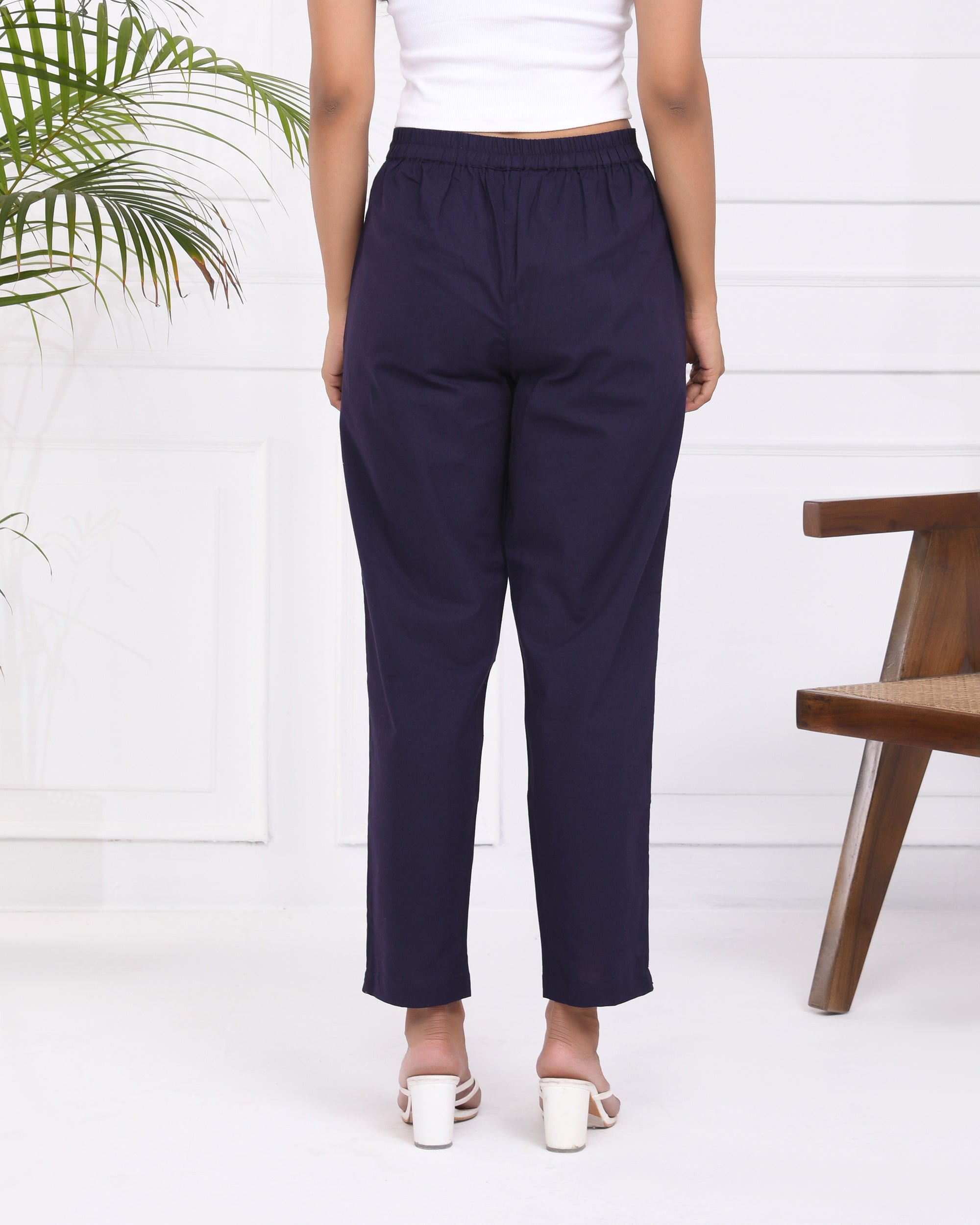 Navy Blue Cotton Pants