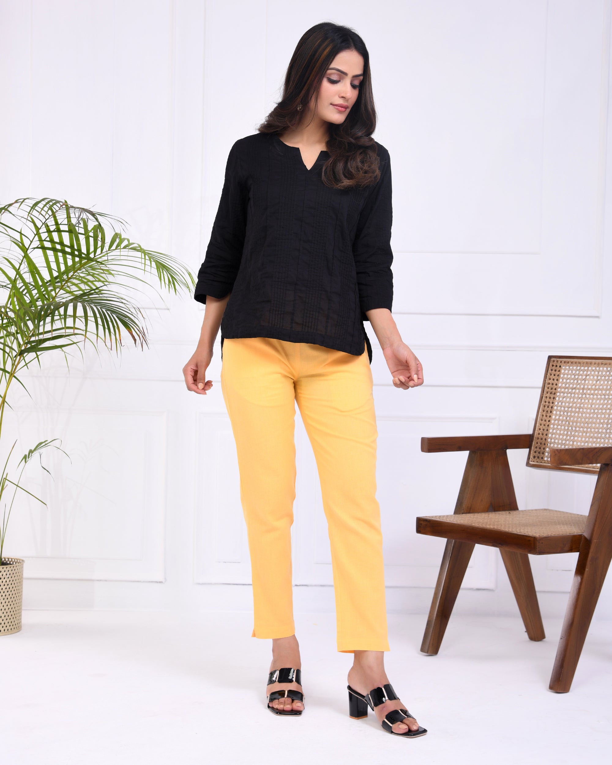 Yellow Airy Linen Pants