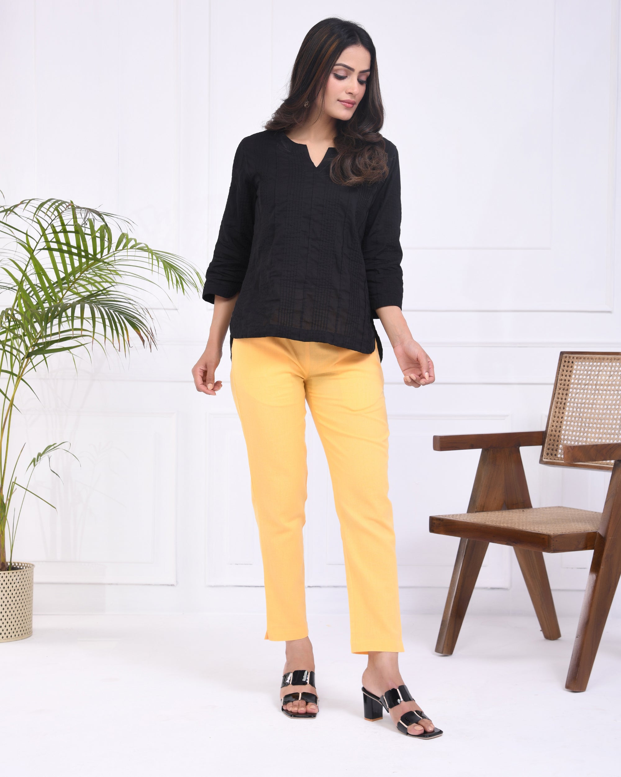 Yellow Airy Linen Pants