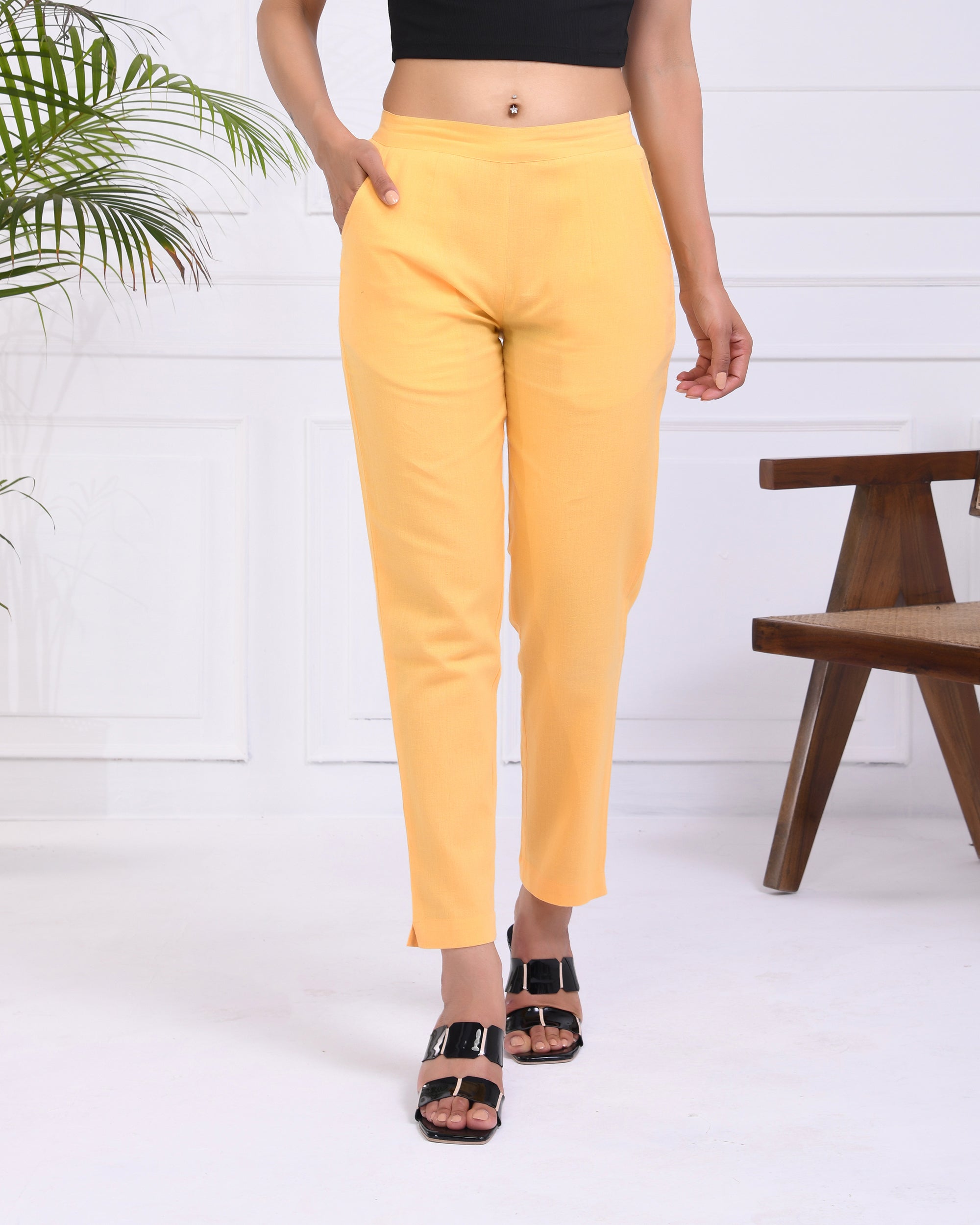 Yellow Airy Linen Pants
