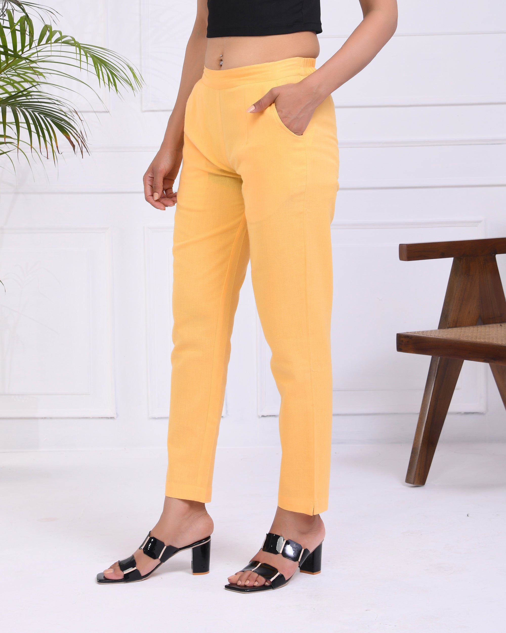 Yellow Airy Linen Pants