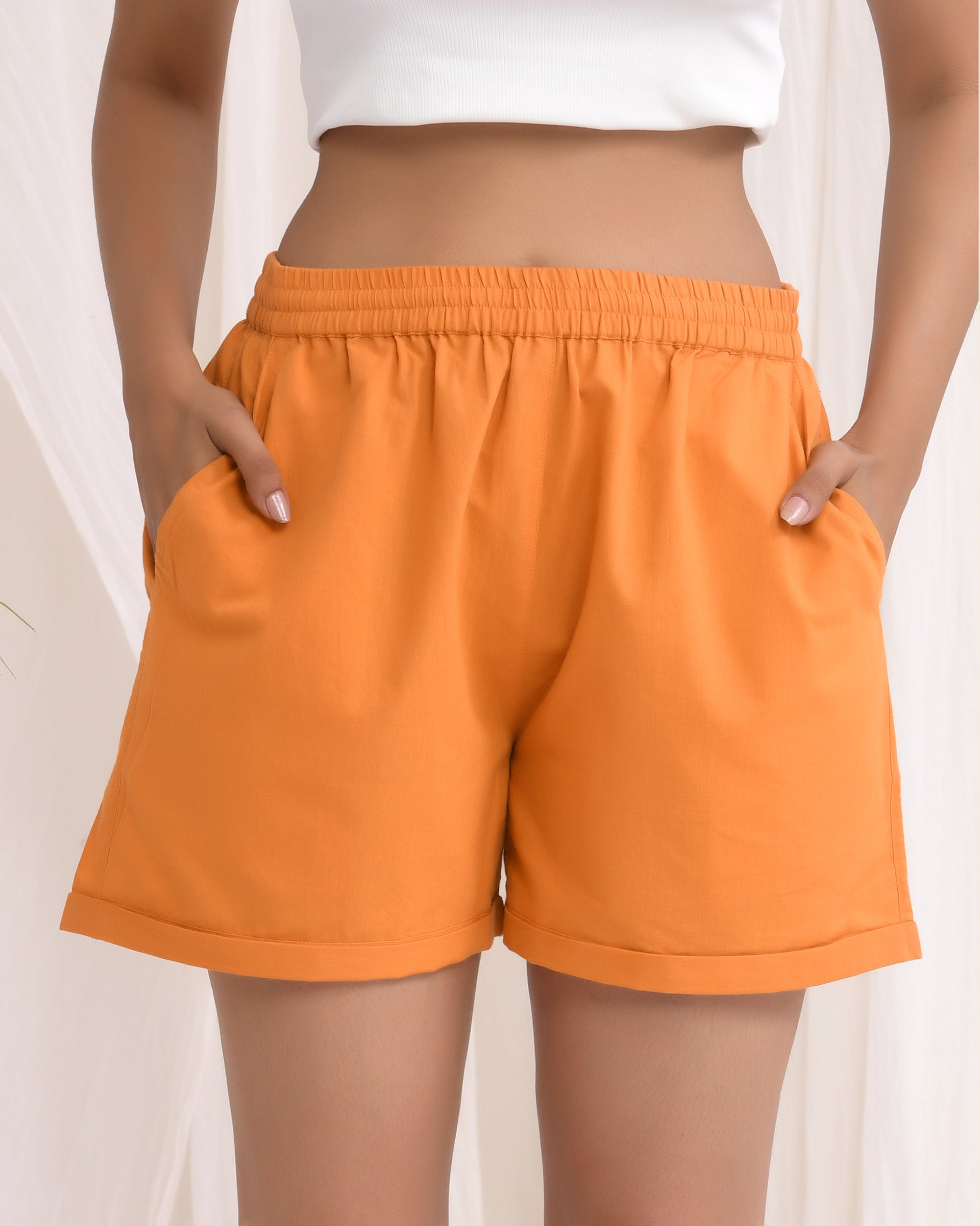 Messy Mustard Cotton Shorts