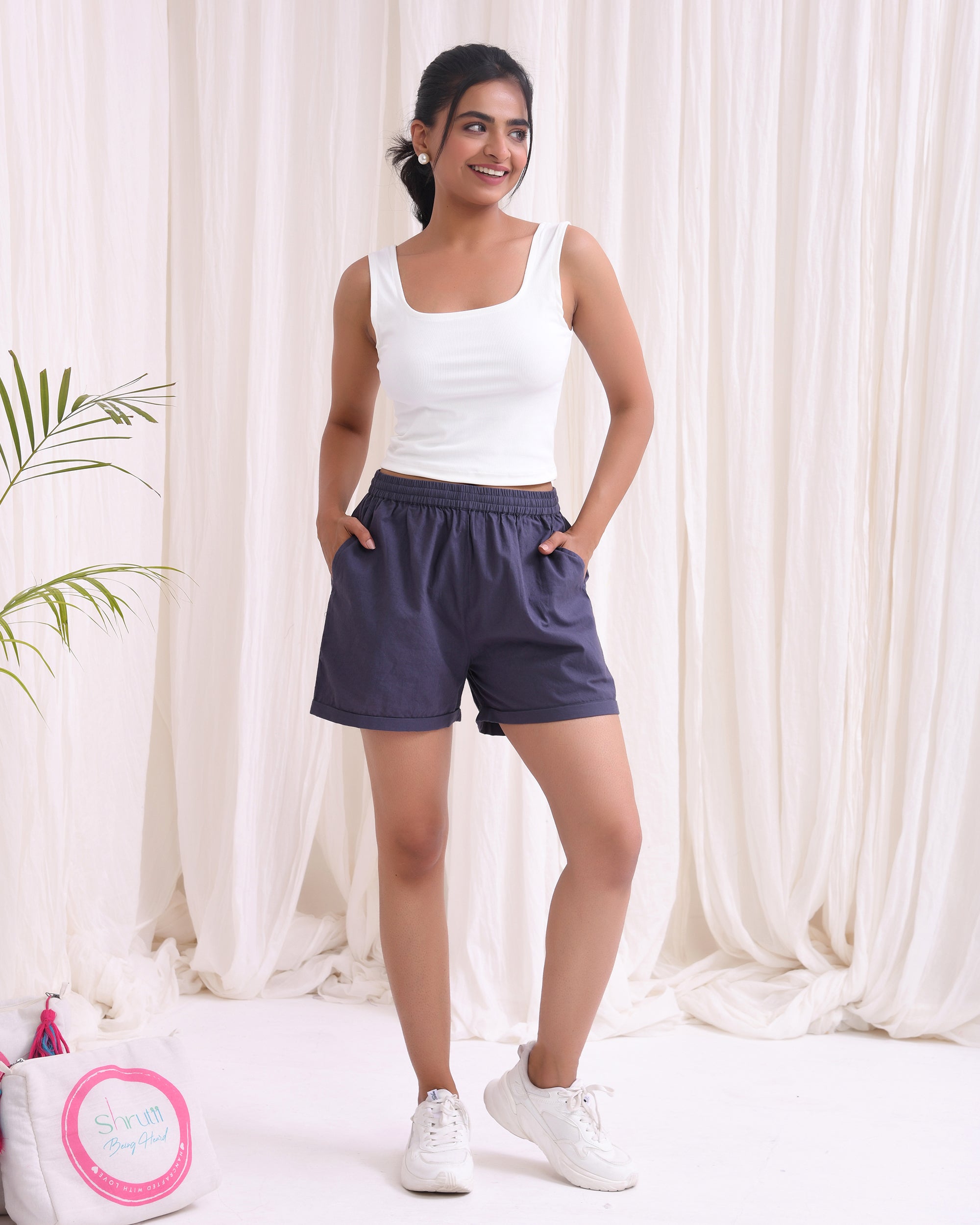 Cement Grey Cotton Shorts