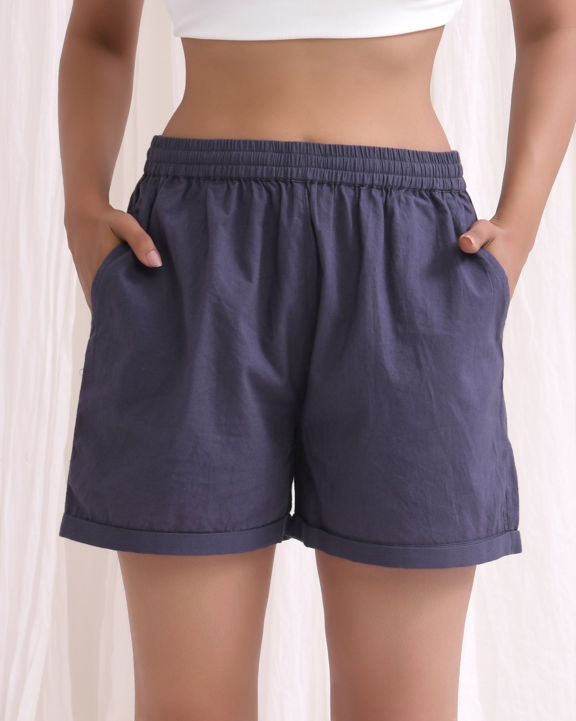Cement Grey Cotton Shorts