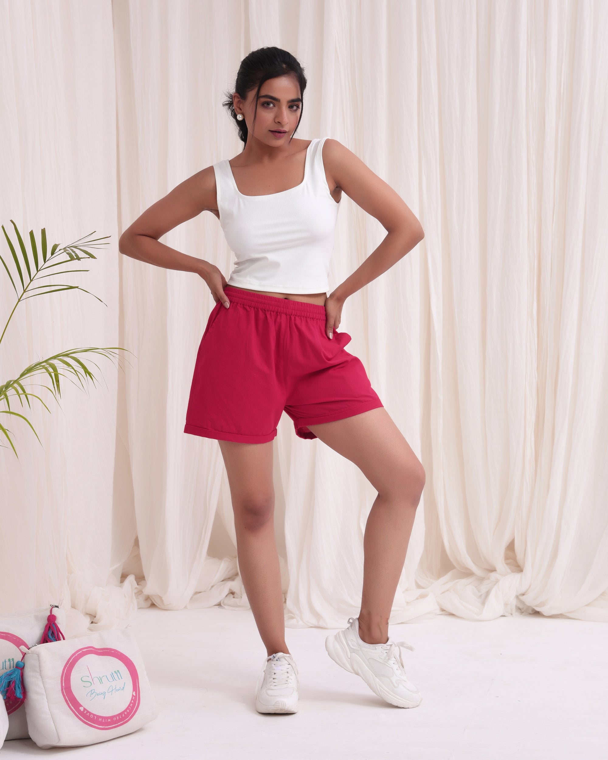 Fushia Pink Cotton Shorts