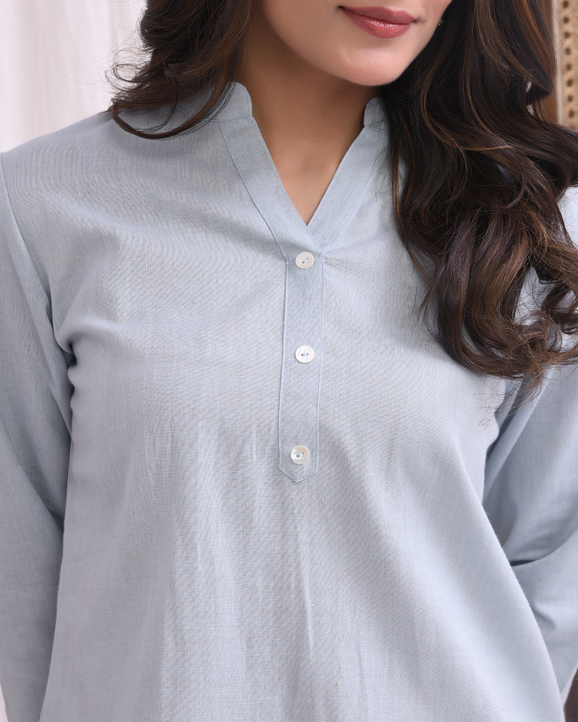 Light Grey Airy Linen Short Kurta