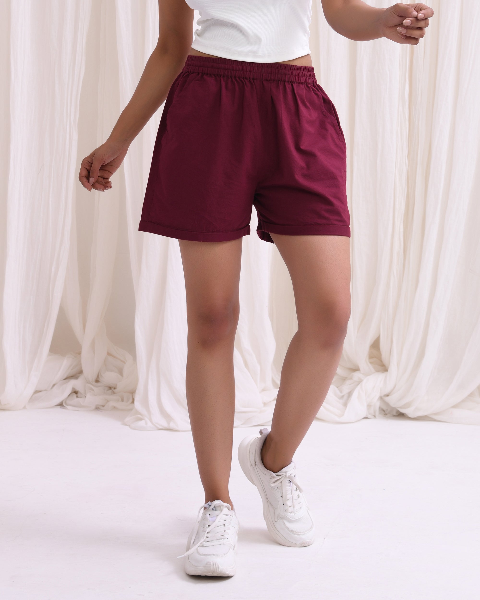 Classic Wine Cotton Shorts