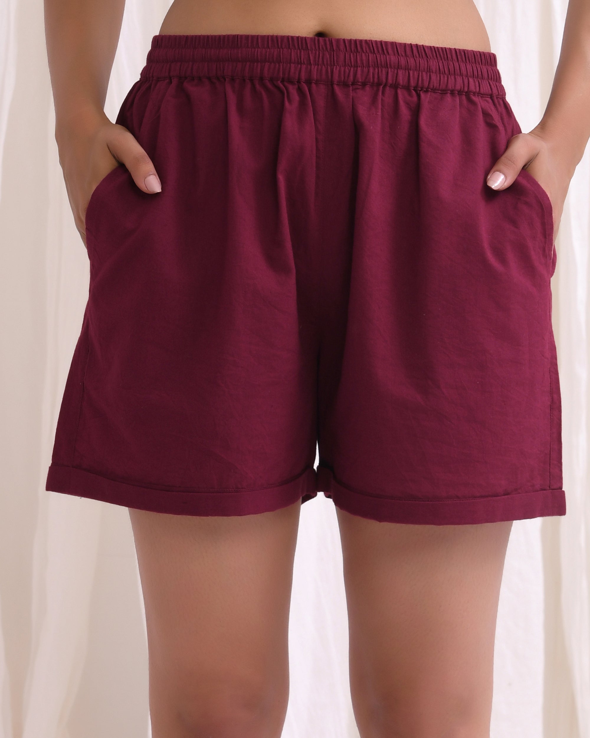 Classic Wine Cotton Shorts