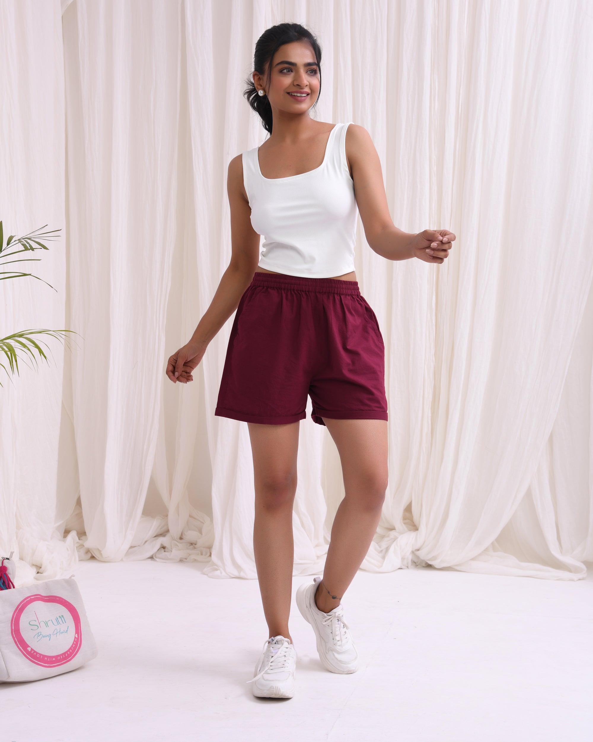 Classic Wine Cotton Shorts