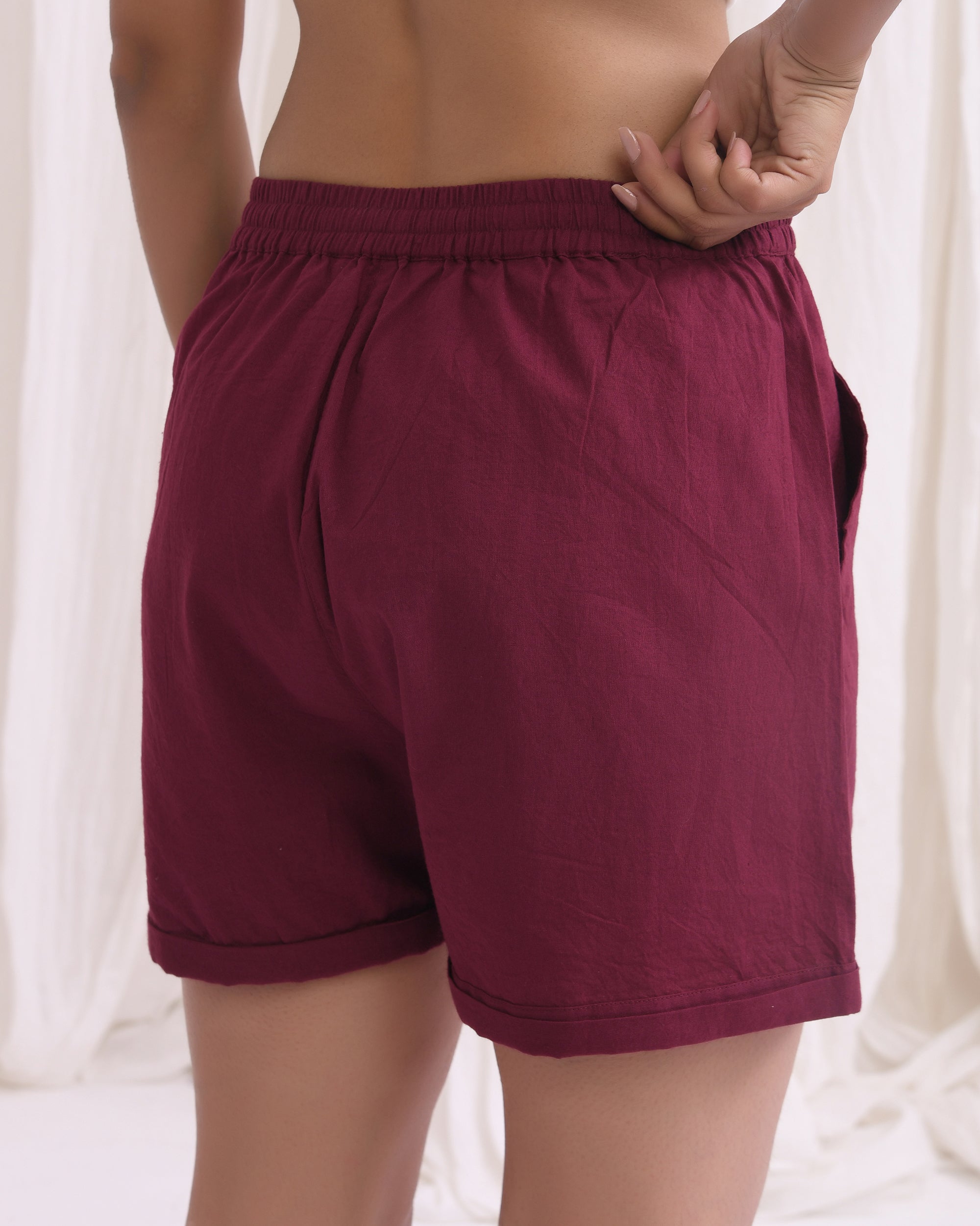 Classic Wine Cotton Shorts