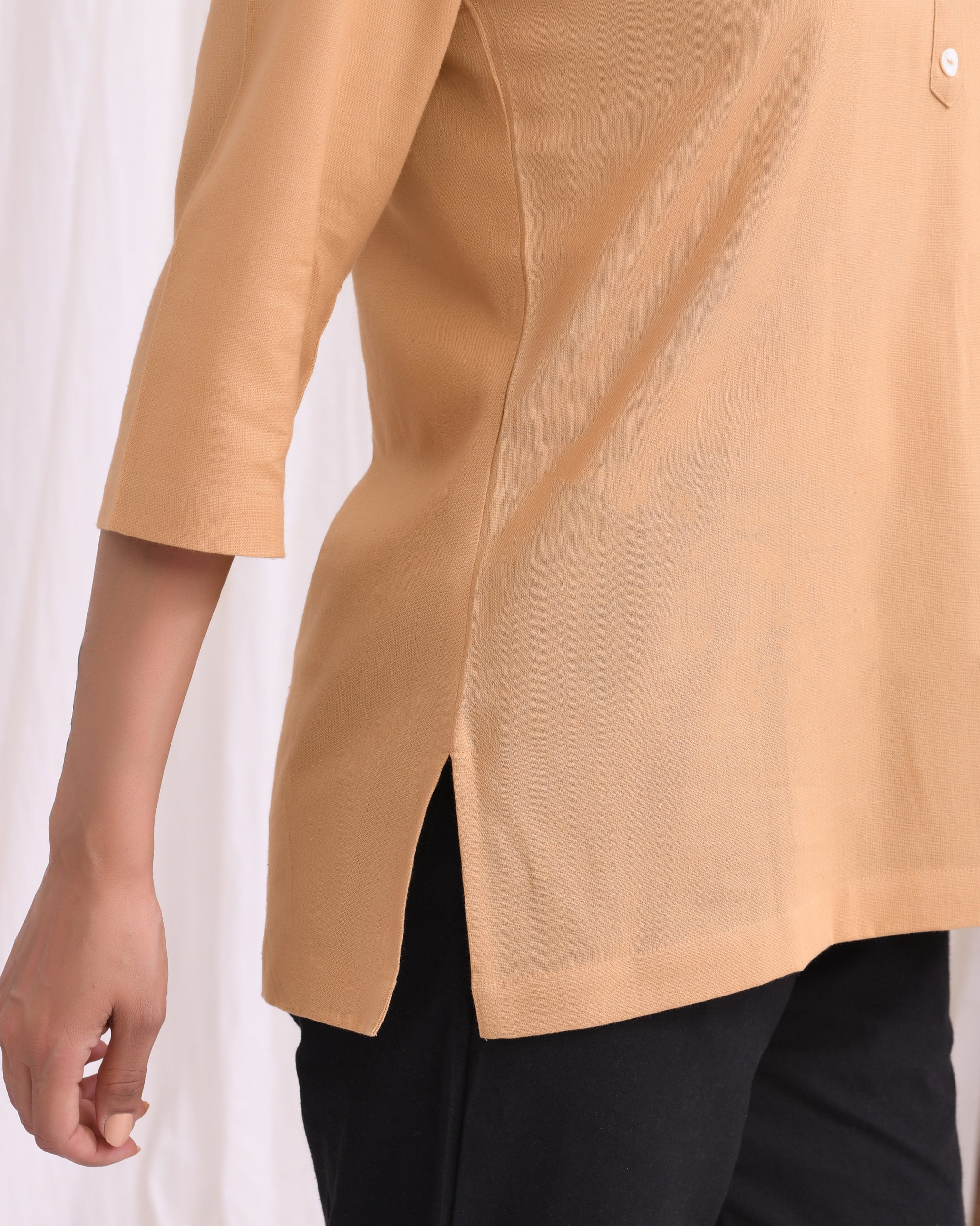 Coffee Brown Airy Linen Short Kurta