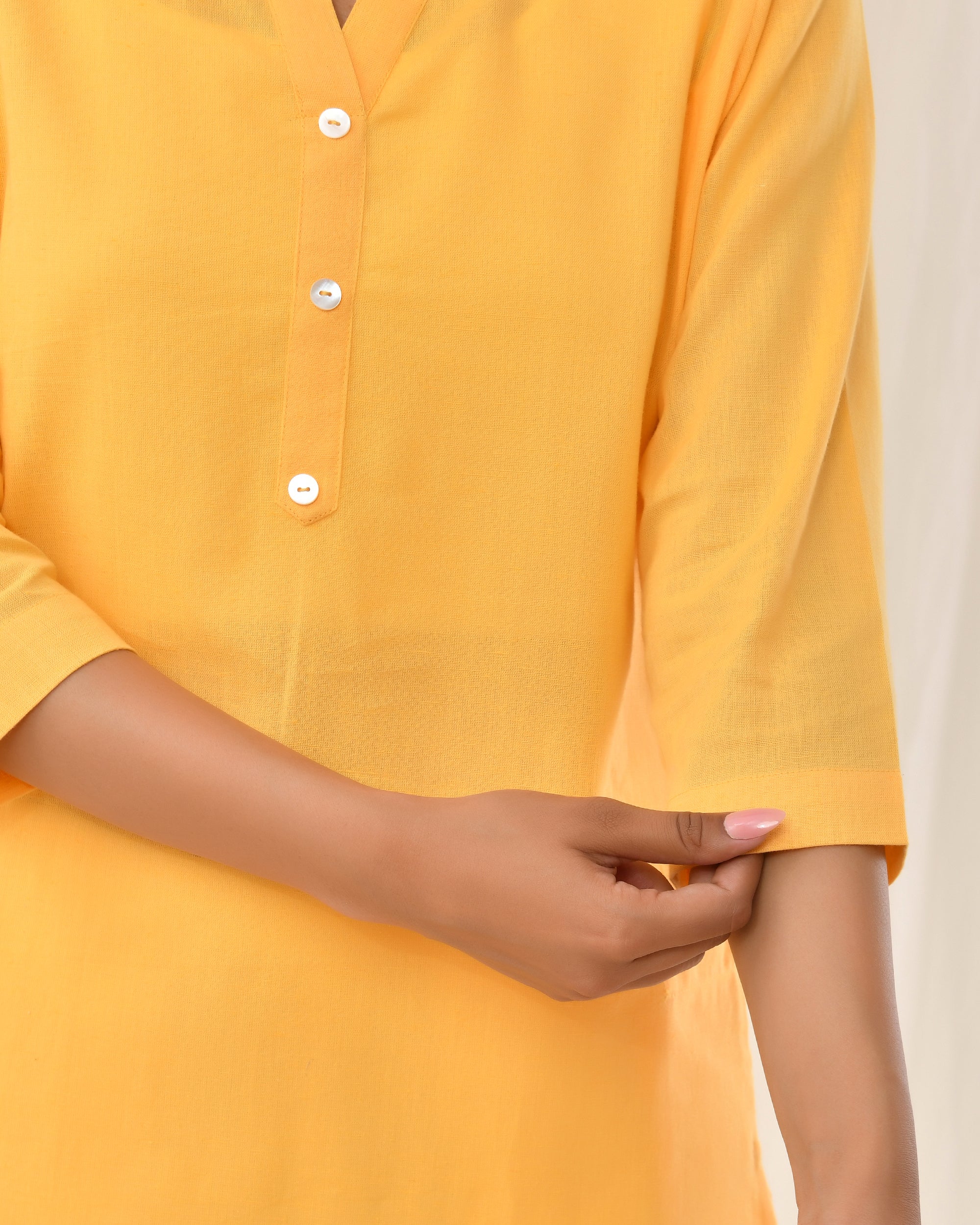 Yellow Airy Linen Long Kurta