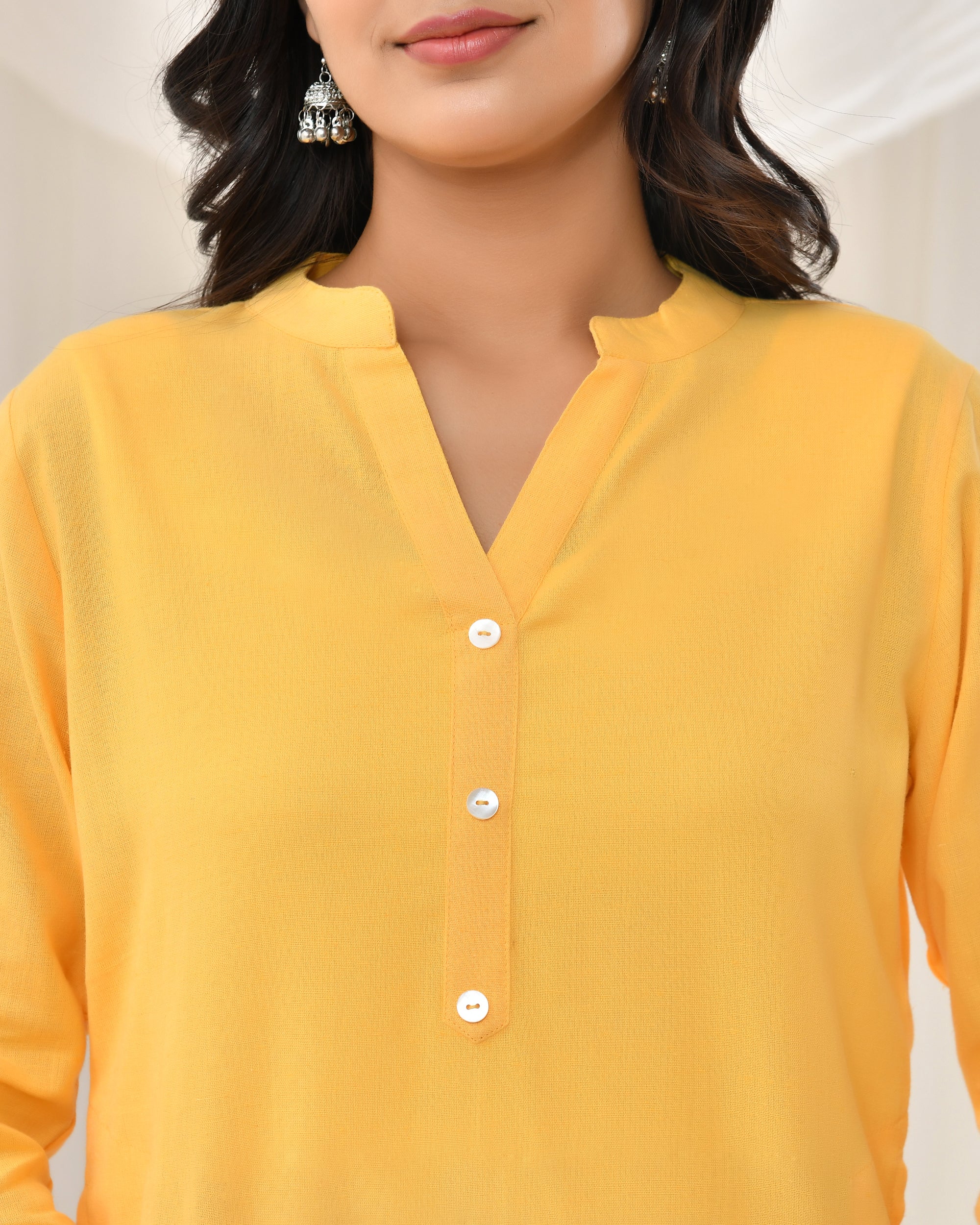 Yellow Airy Linen Long Kurta