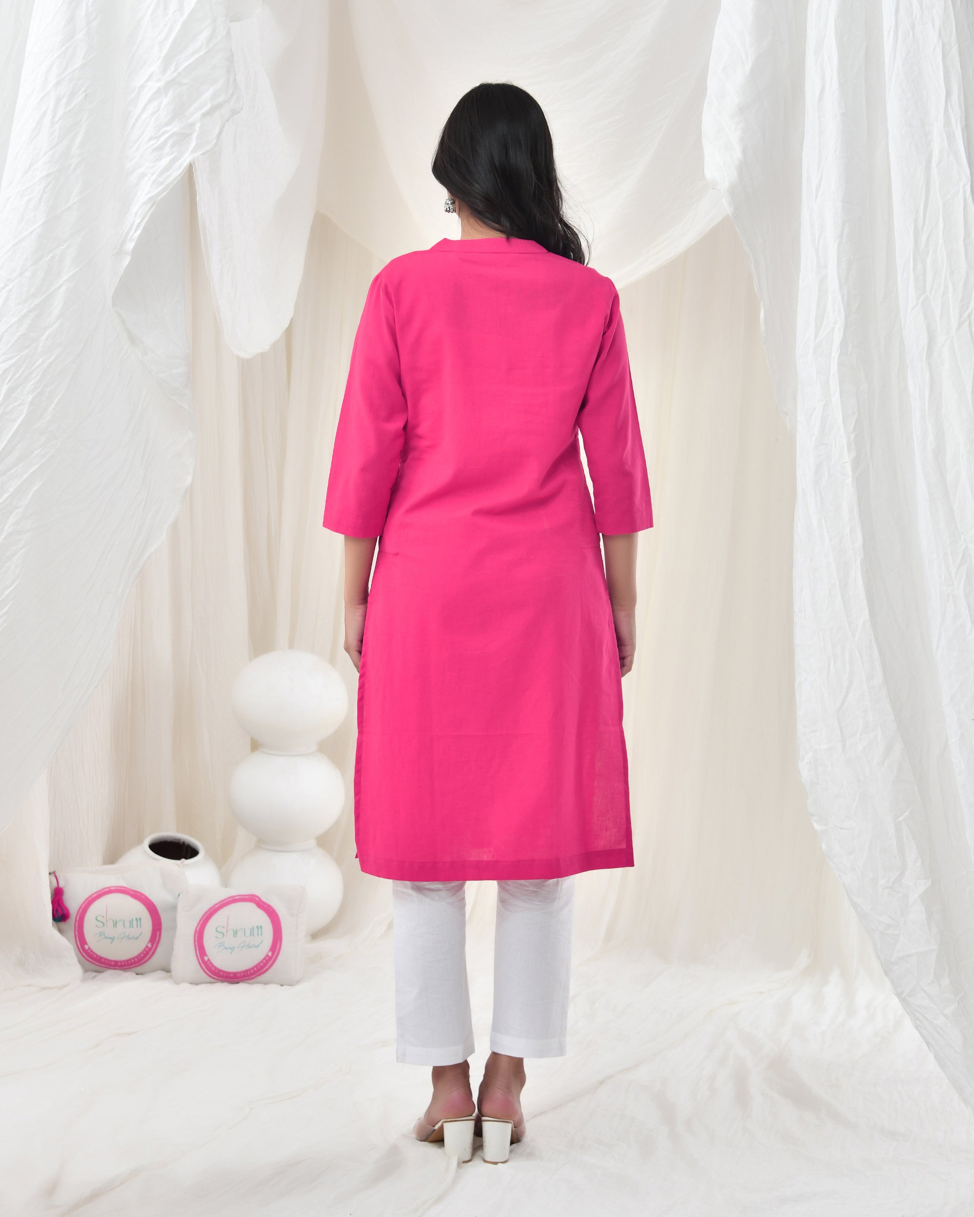 Bubble Gum Pink Airy Linen Long Kurta
