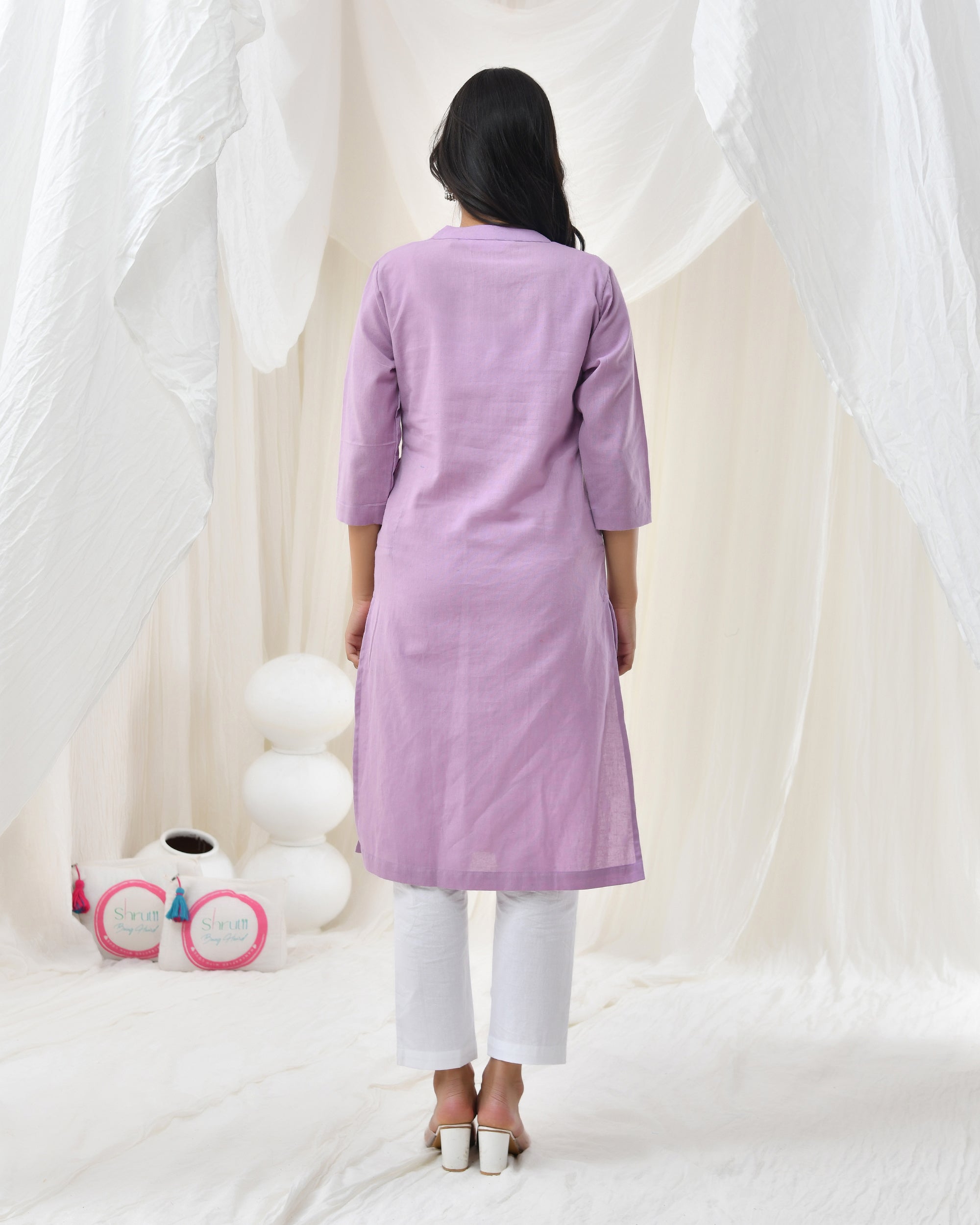 Lilac Airy Linen Long Kurta