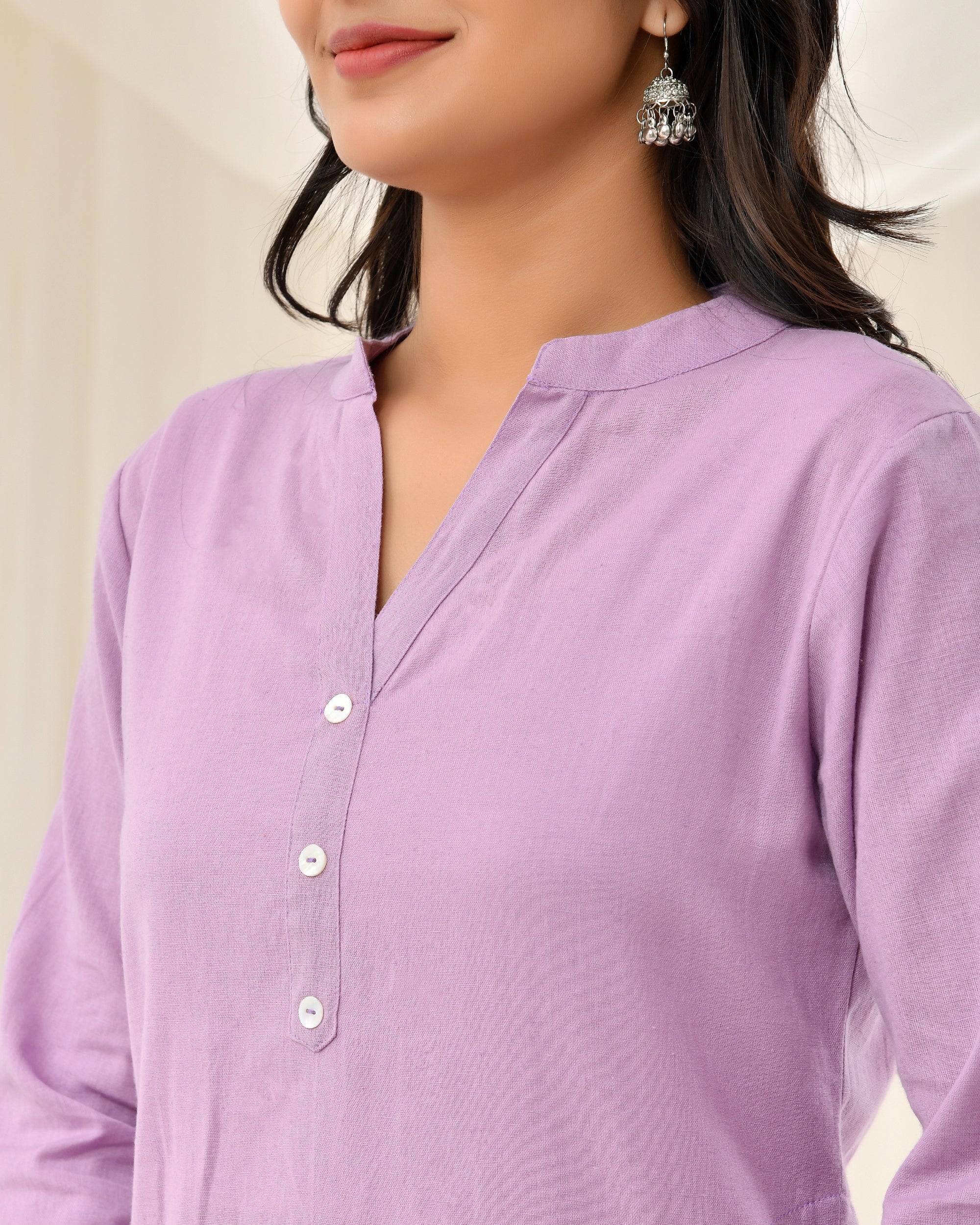 Lilac Airy Linen Long Kurta