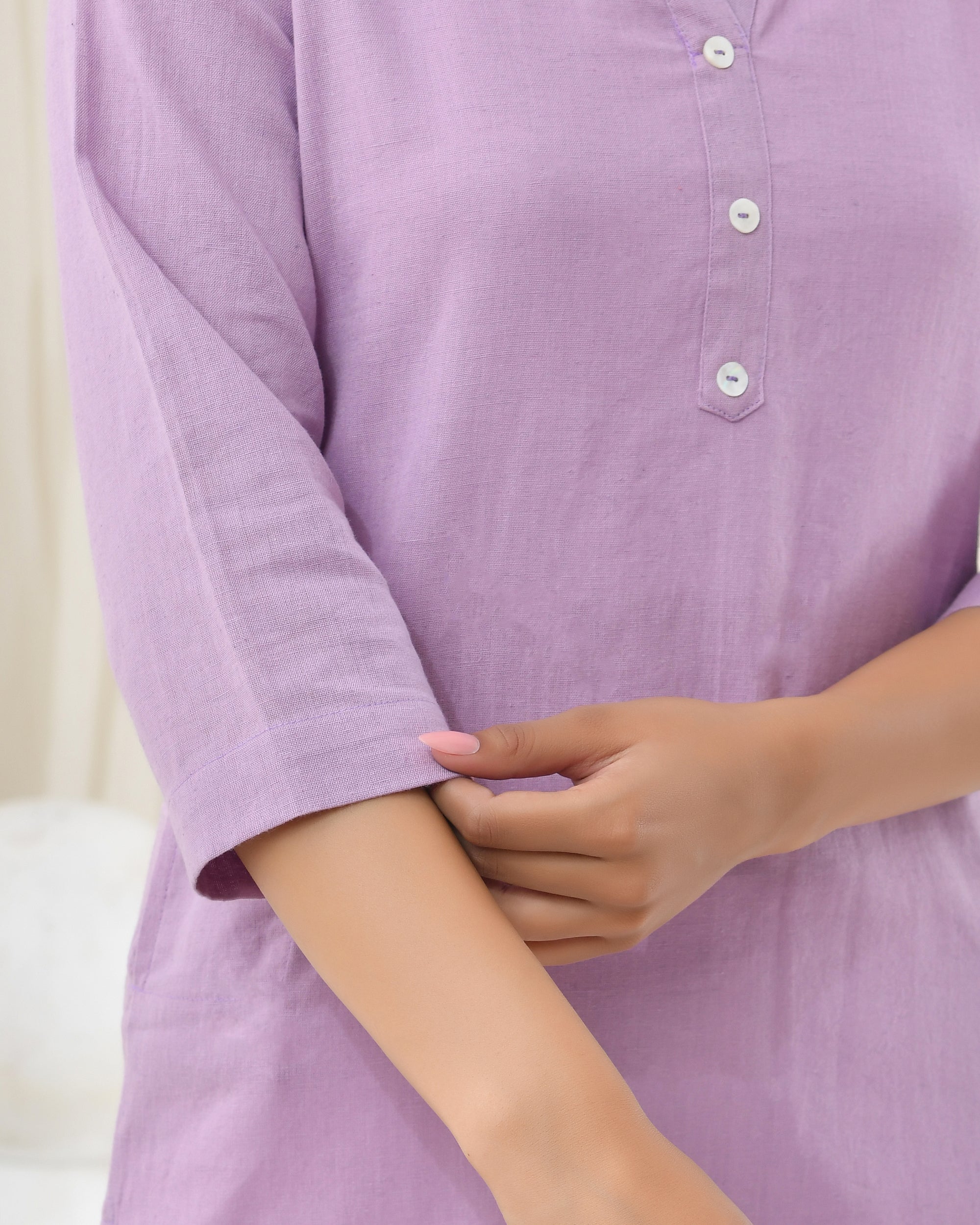 Lilac Airy Linen Long Kurta