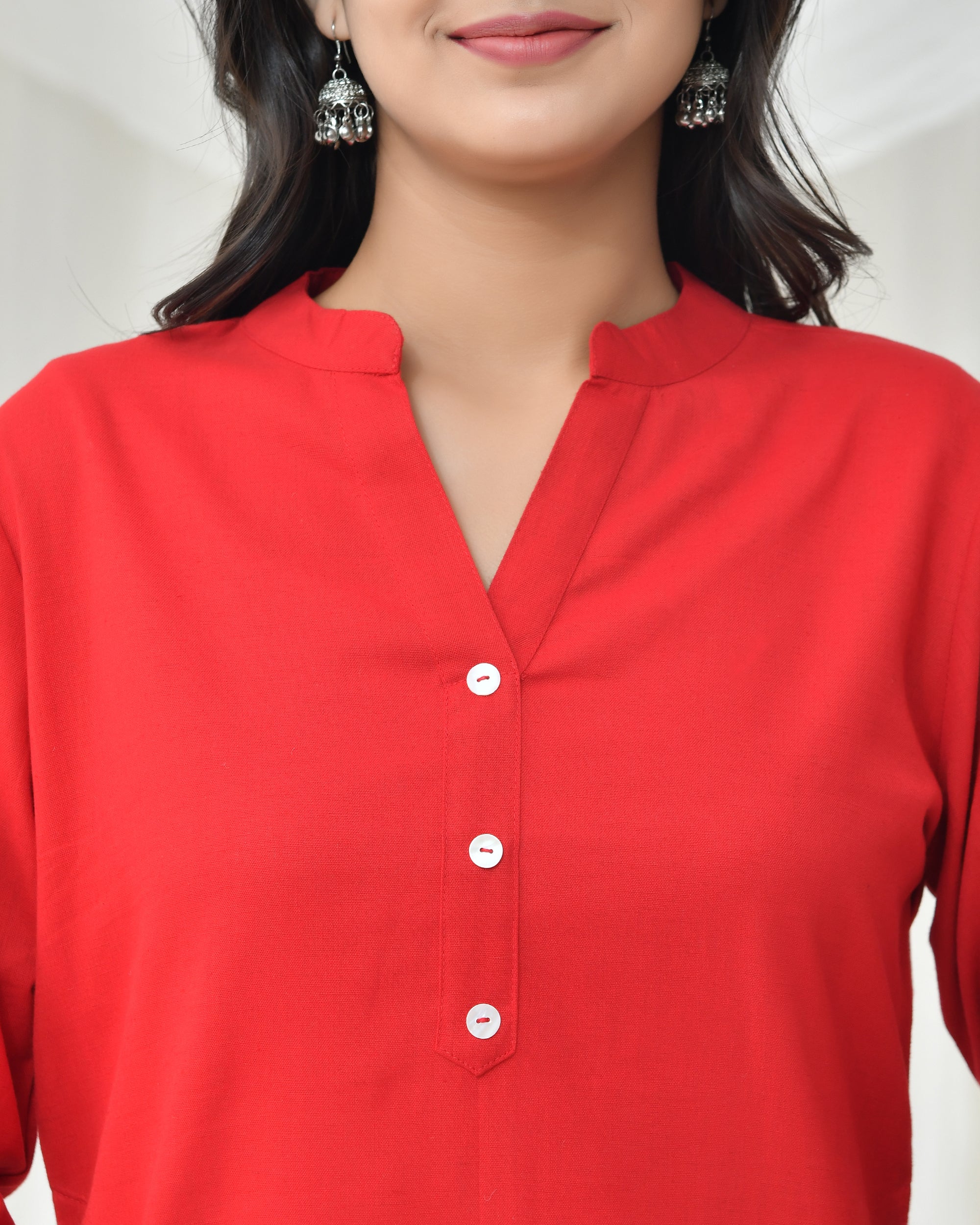 Fiery Red Airy Linen Long Kurta