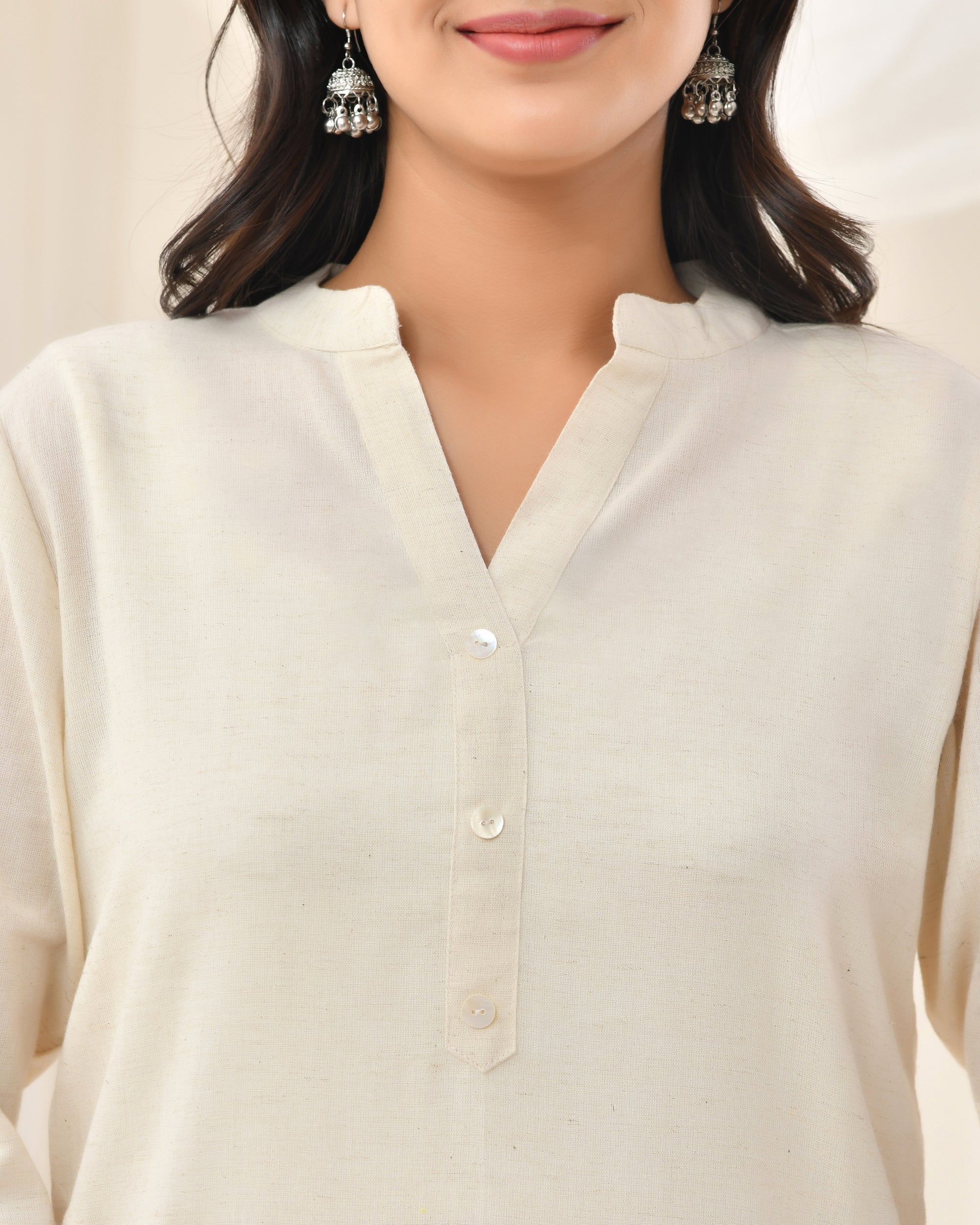 Ecru Airy Linen Long Kurta
