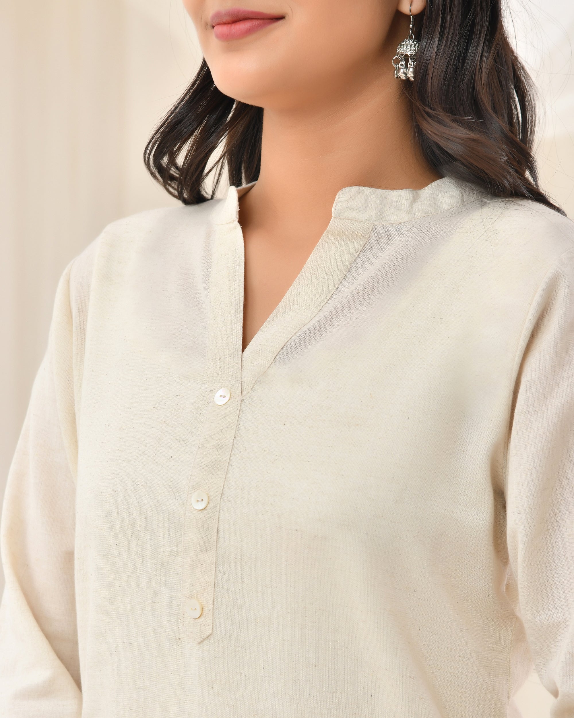 Ecru Airy Linen Long Kurta