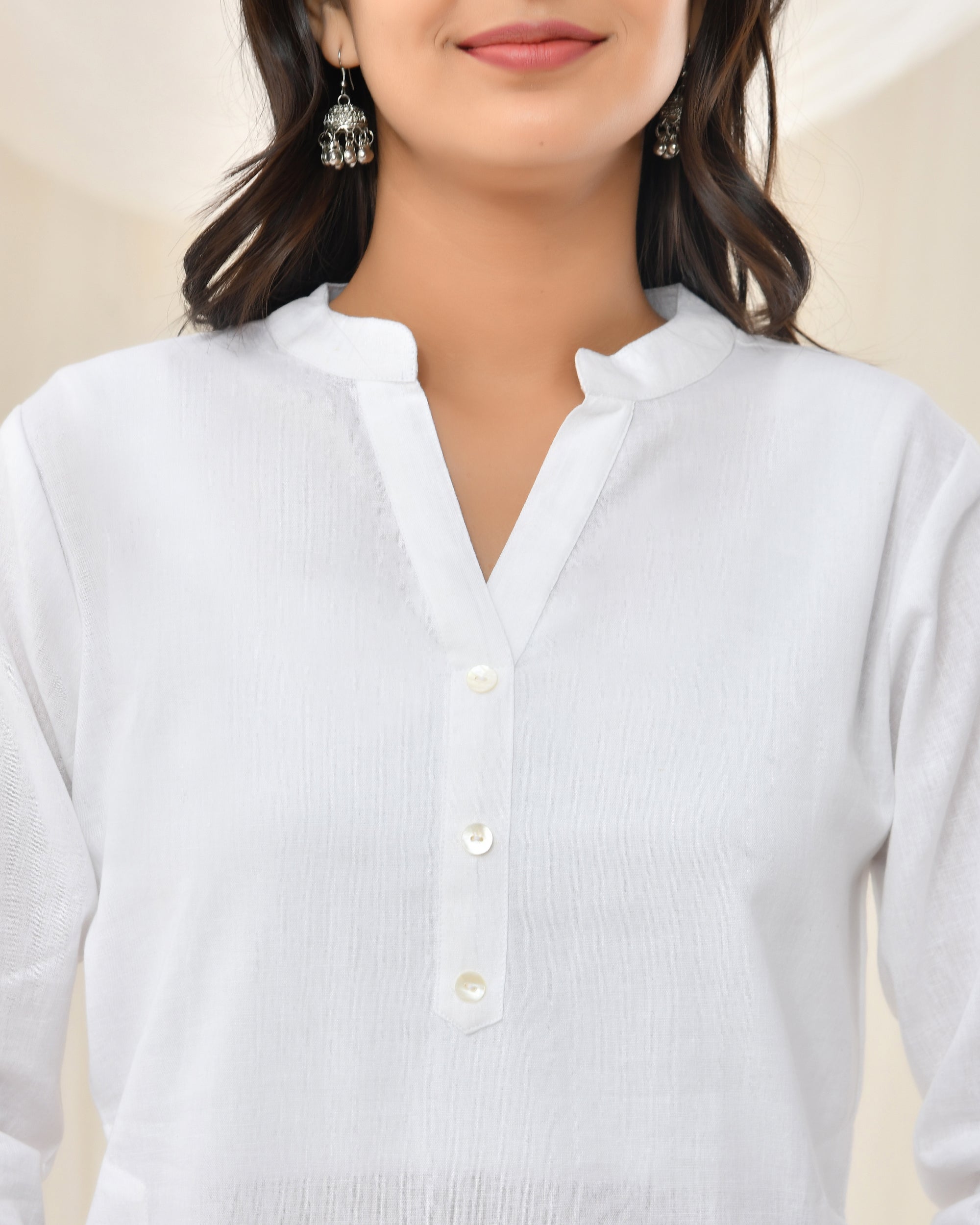 Snow White Airy Linen Long Kurta