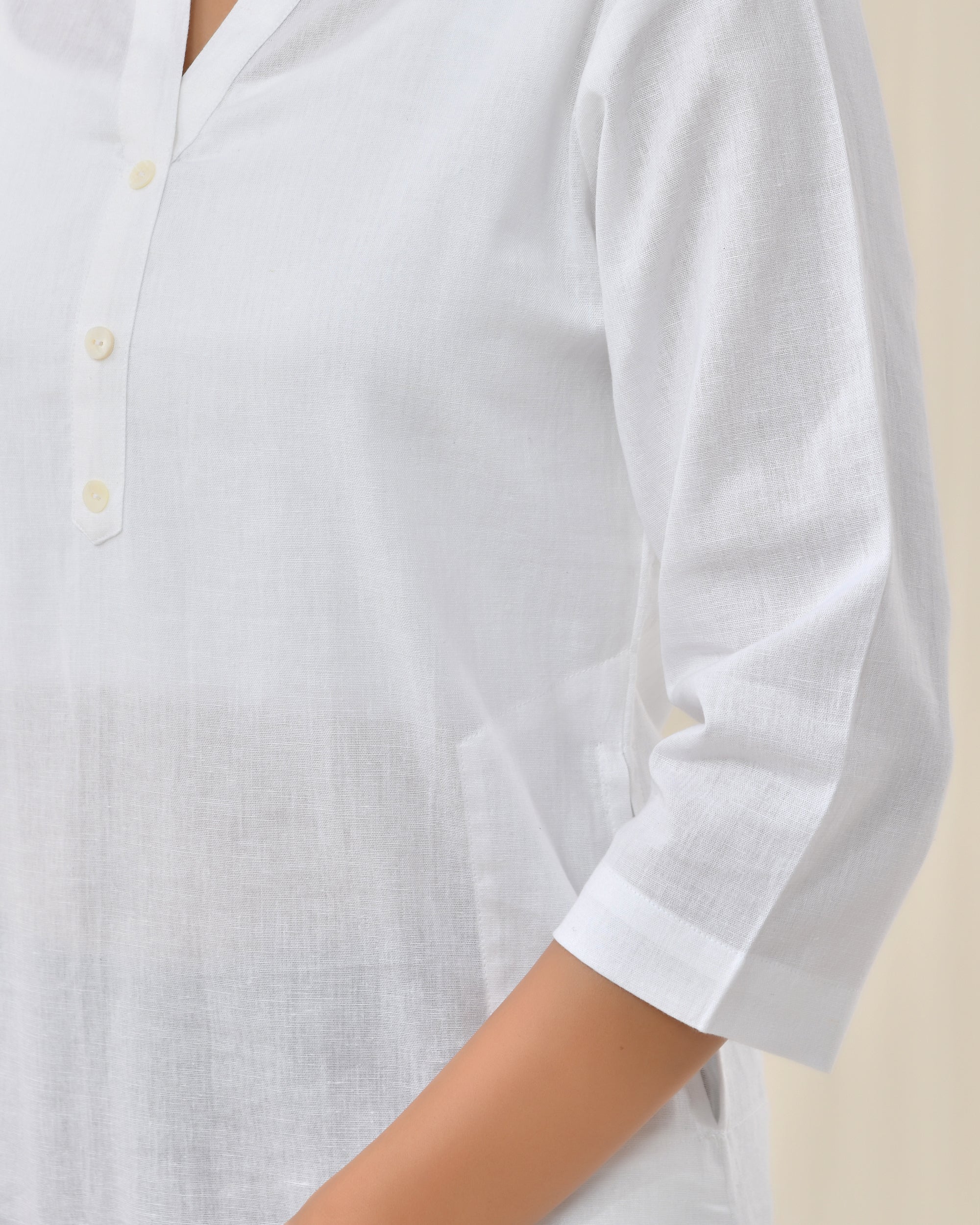 Snow White Airy Linen Long Kurta