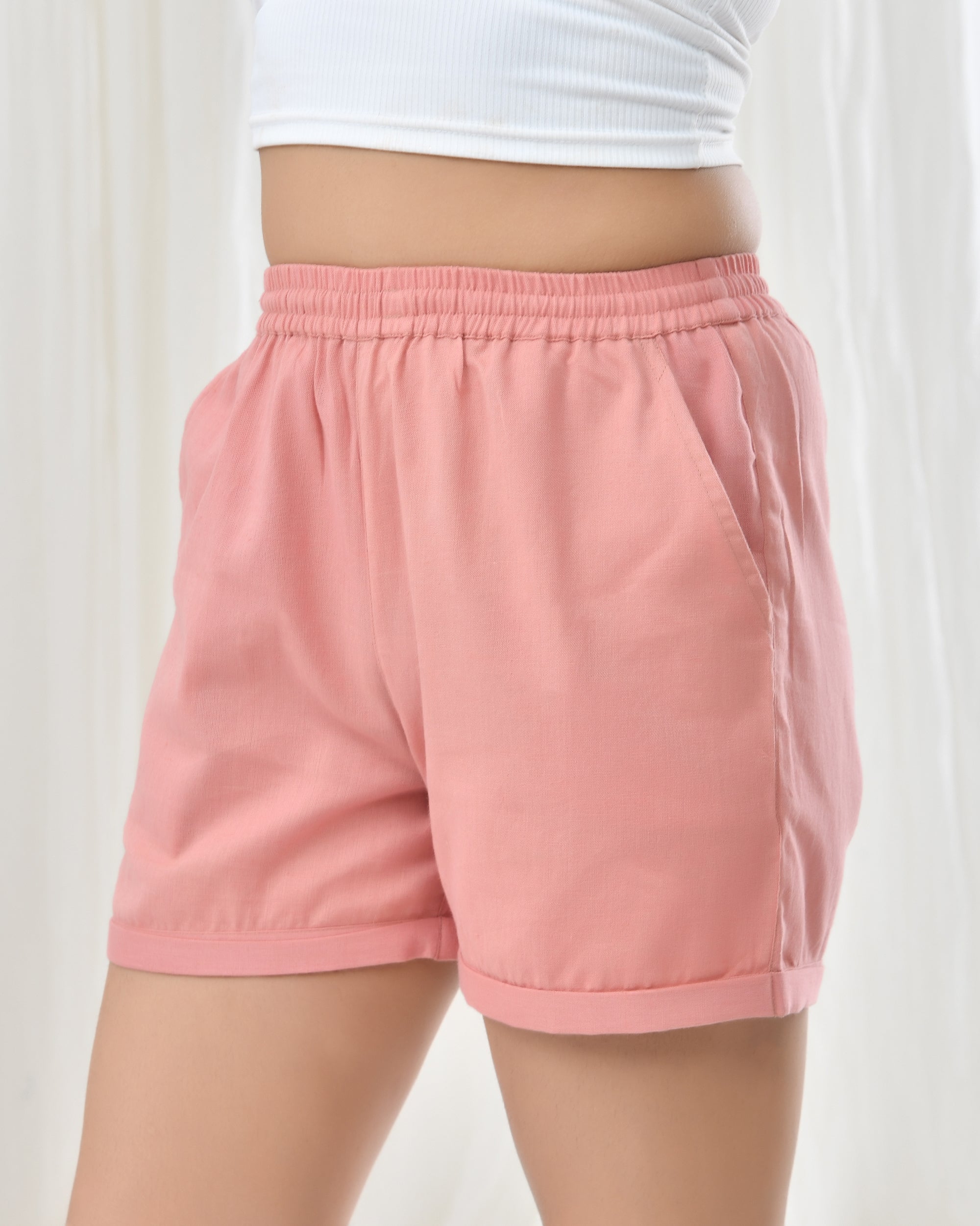 Rose Taupe Airy Linen Shorts