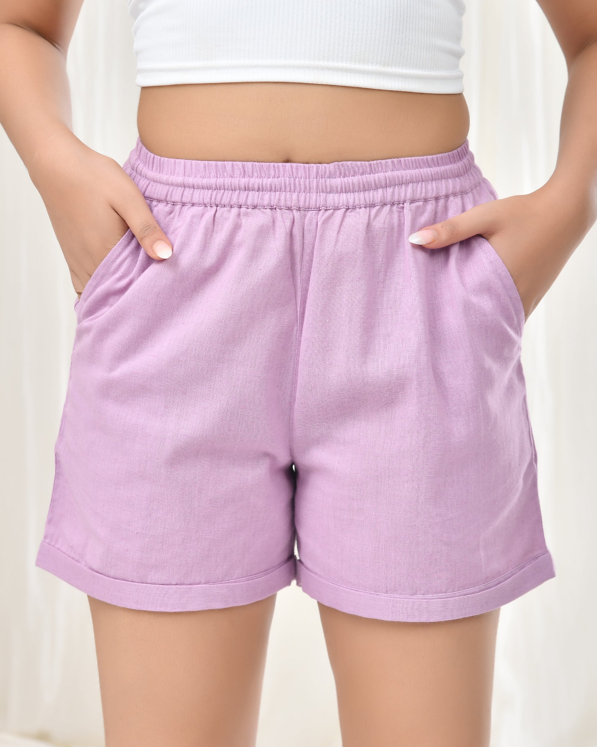 Lilac Airy Linen Shorts