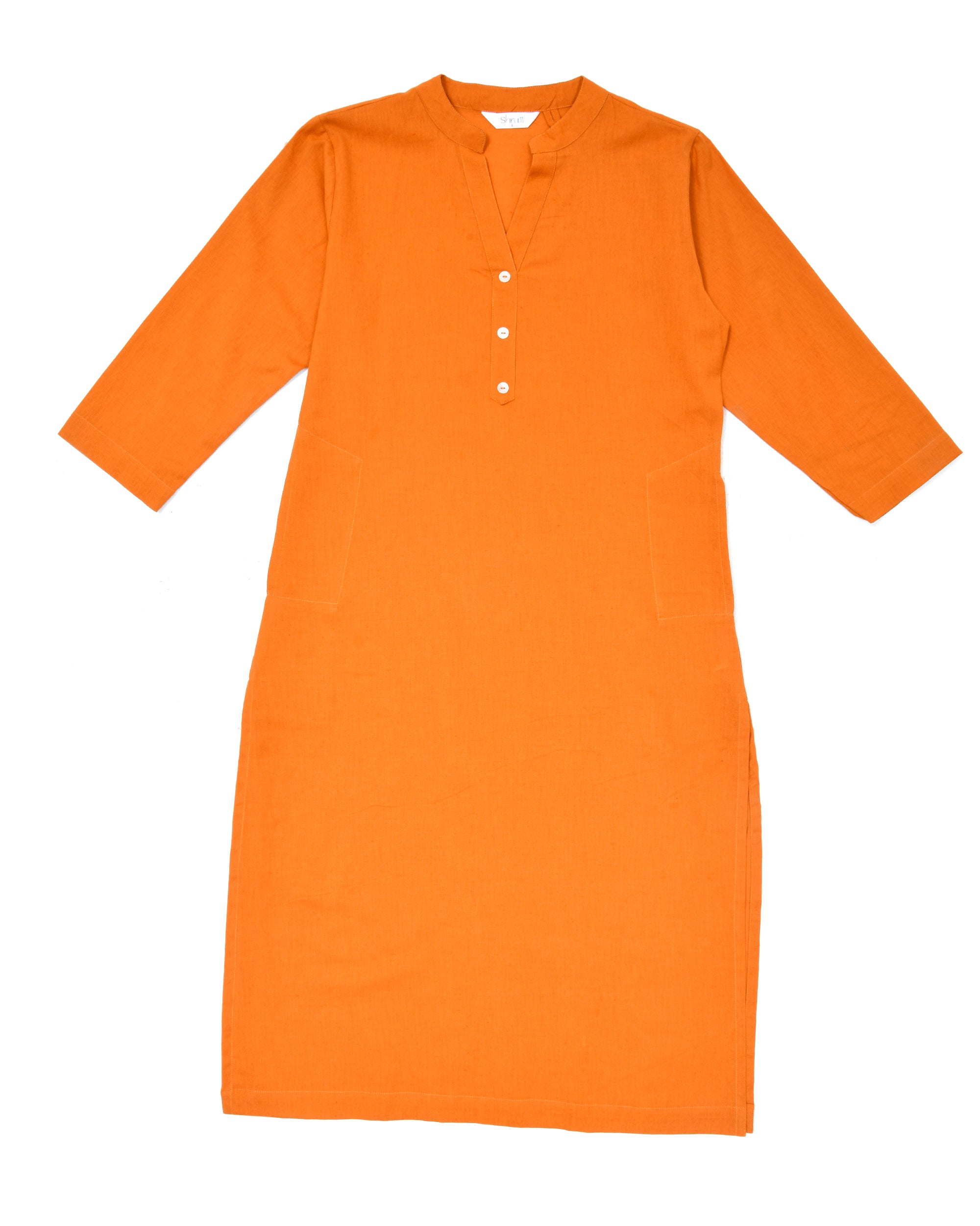 Tangy Orange Airy Linen Long Kurta
