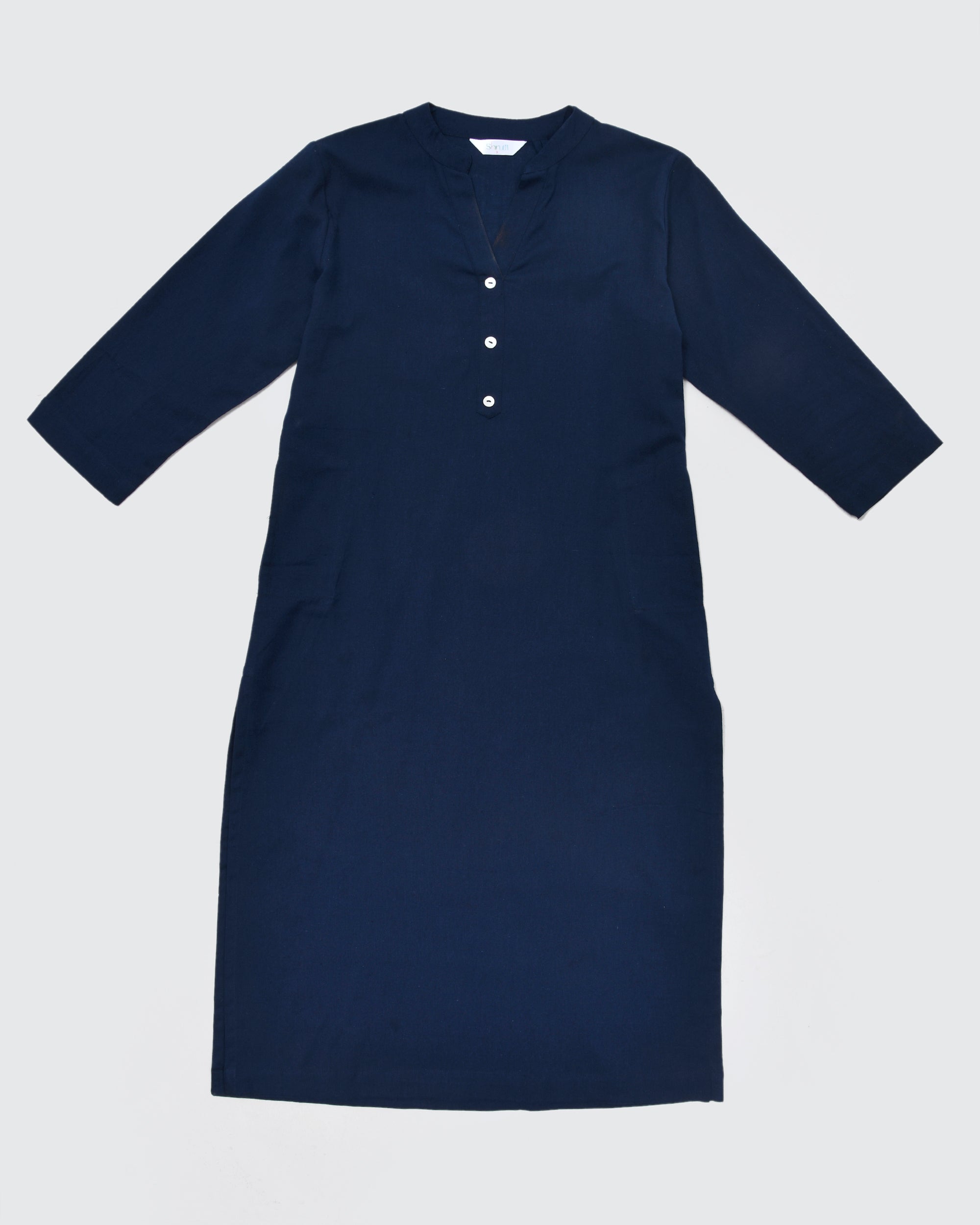 Navy Blue Airy Linen Long Kurta