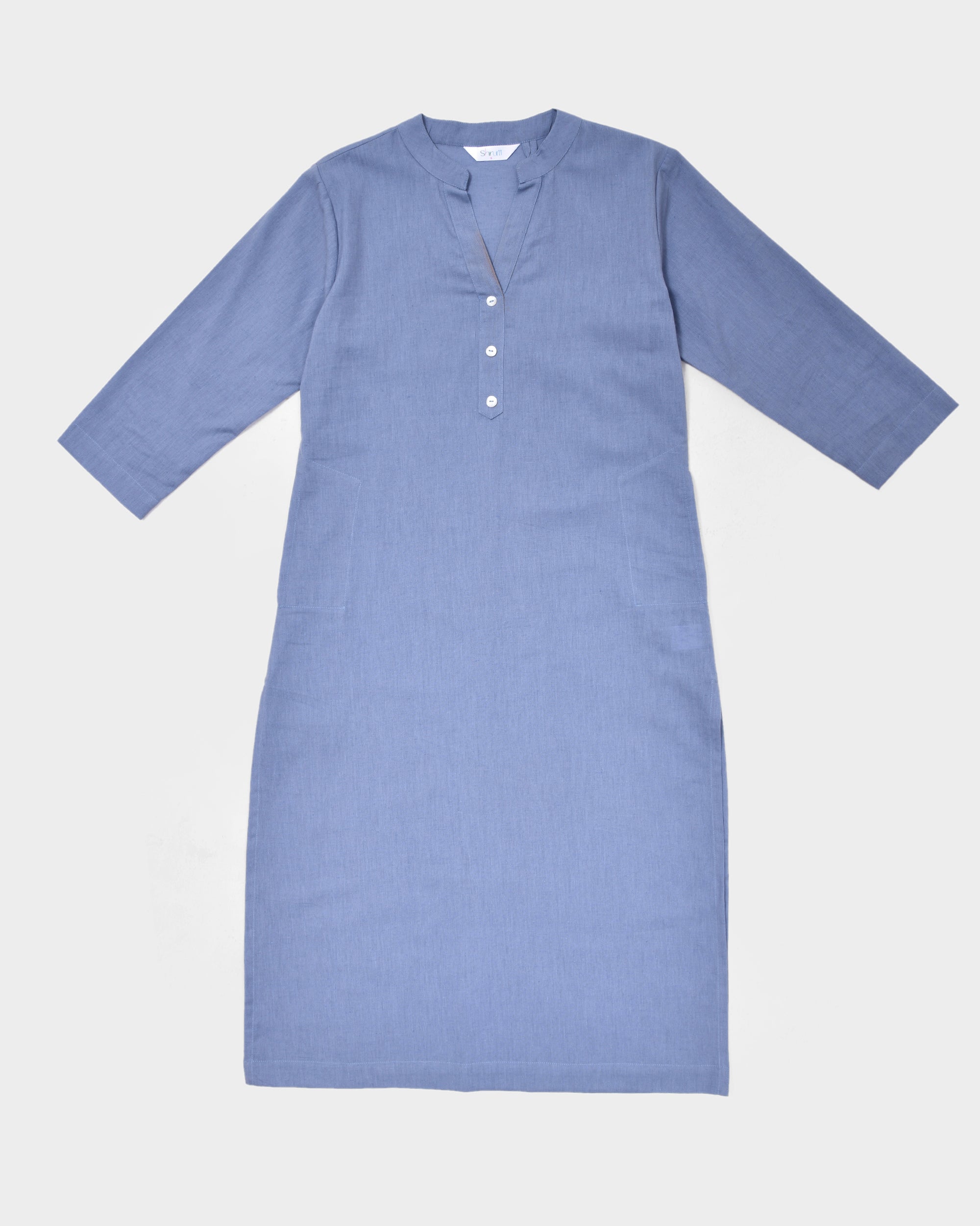 Sky Blue Airy Linen Long Kurta