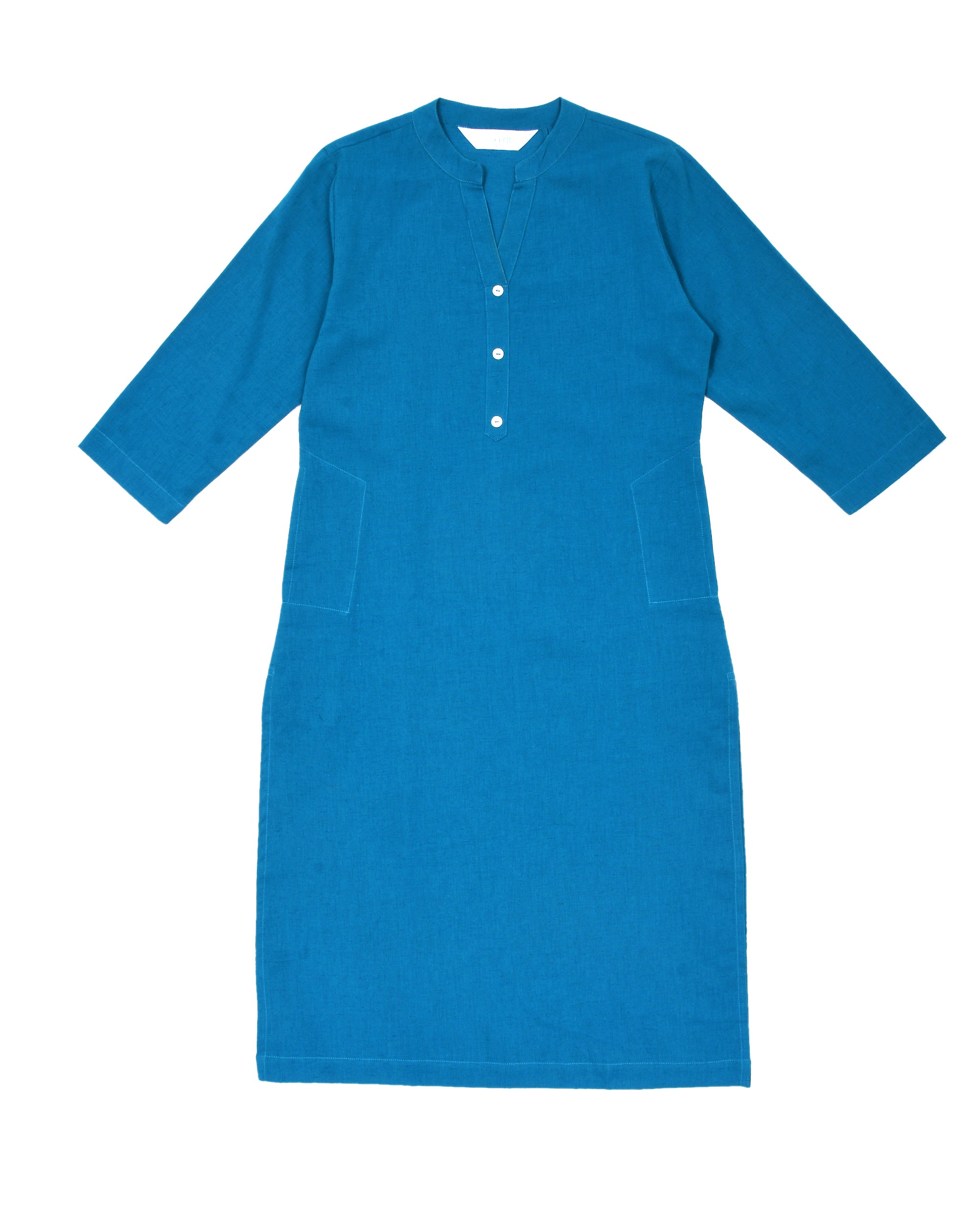 Turquoise Airy Linen Long Kurta