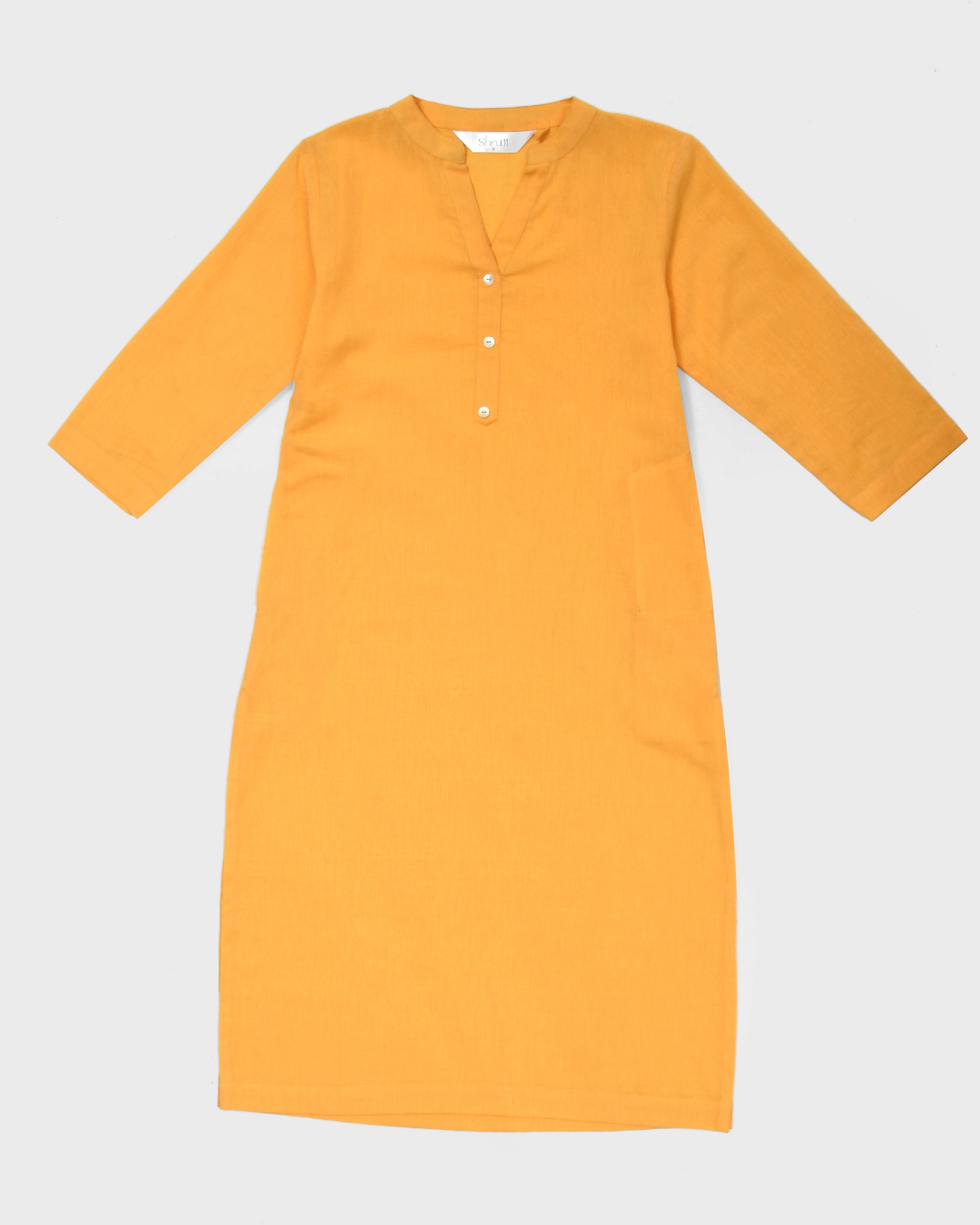 Yellow Airy Linen Long Kurta