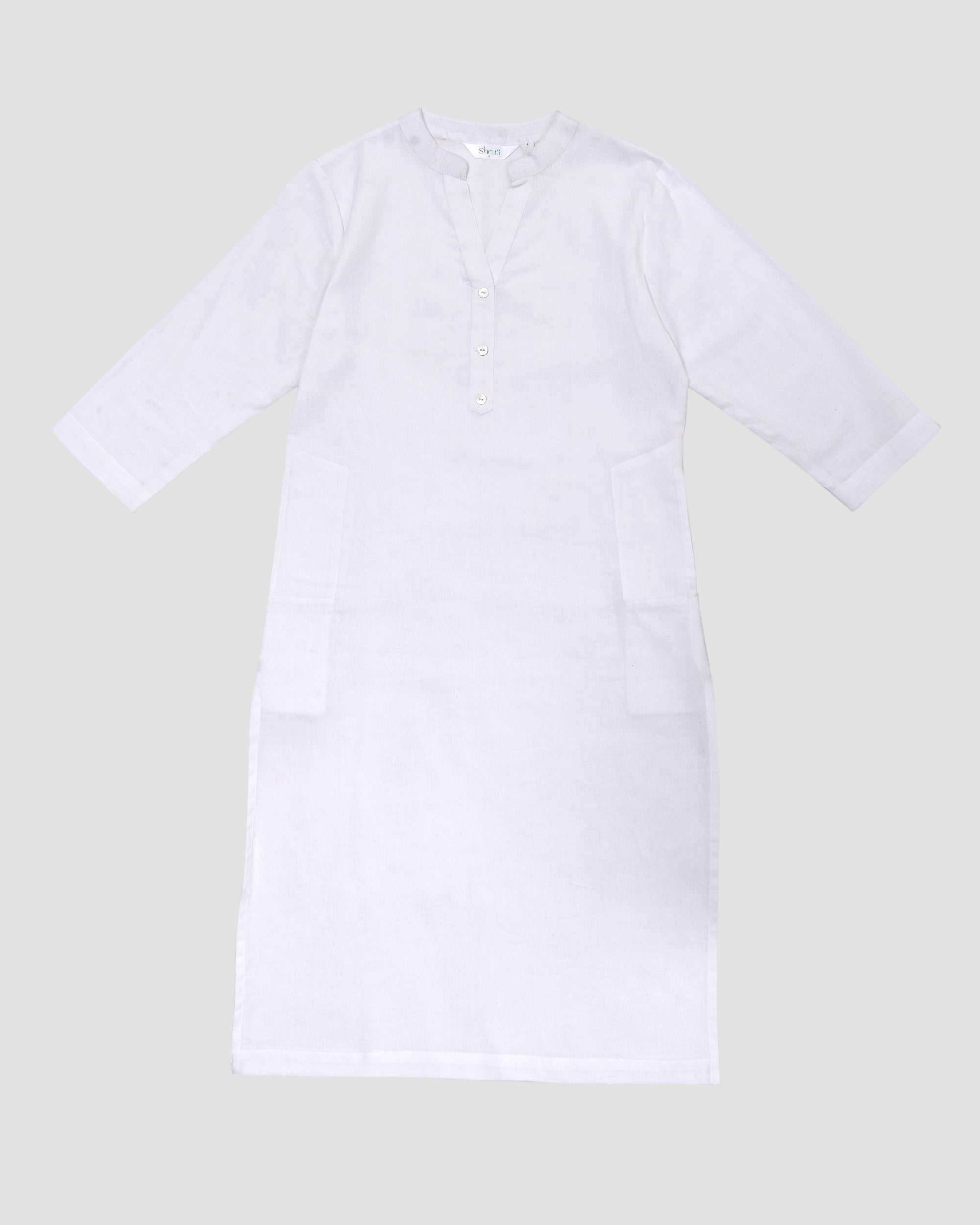 Snow White Airy Linen Long Kurta
